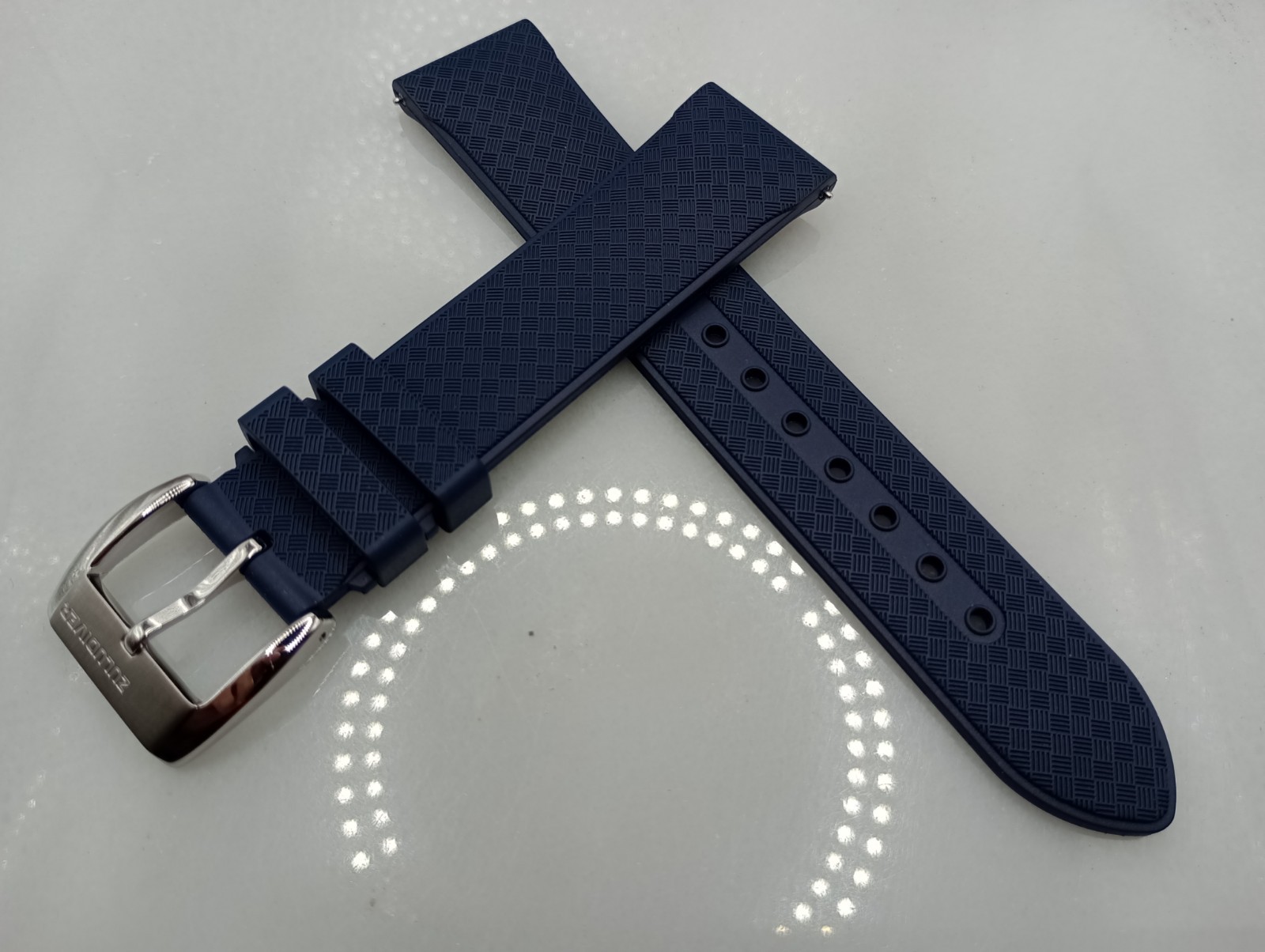 New 20mm Watchgecko Zuludiver HNBR Rubber Watch Strap Blue Quick Release 6B218