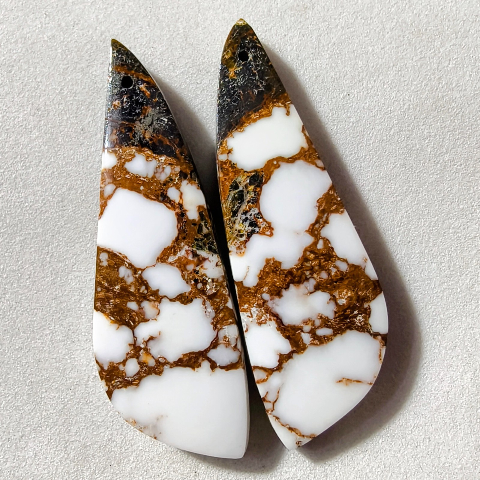 65 Cts Natural Magnesite Jasper Drilled Pair Cabochon Gemstone 45.7 X 15.1 MM