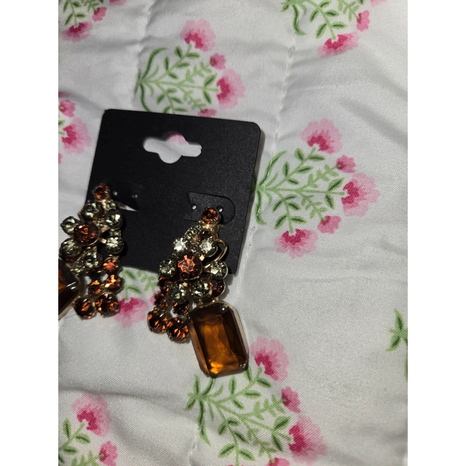 Vintage Julianna Amber and glass clip on Earrings