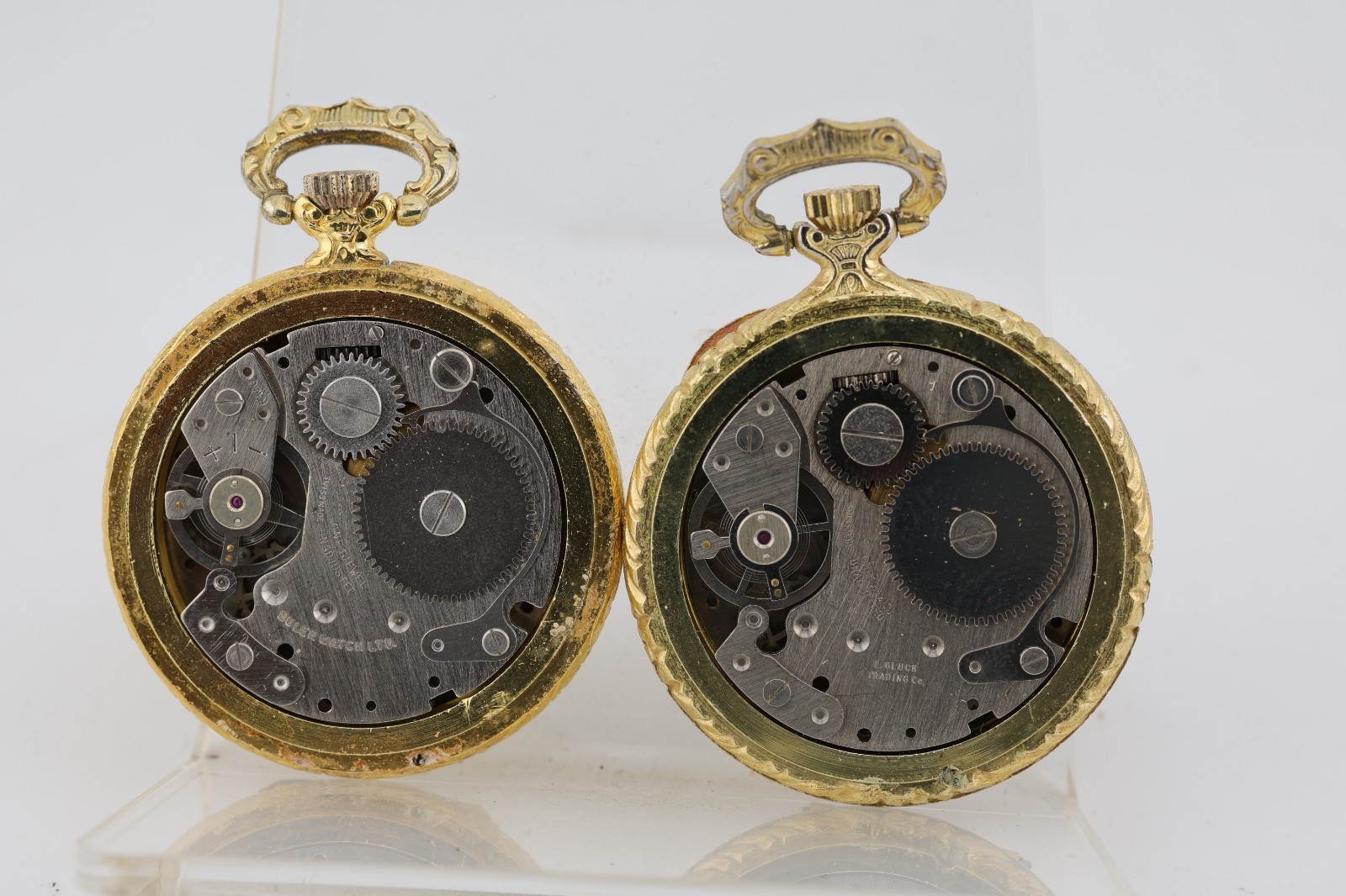 LOT OF 2, SWISS cal. BAUMGARTNER 866, 1j POCKET WATCHES, 34.2mm (LI)