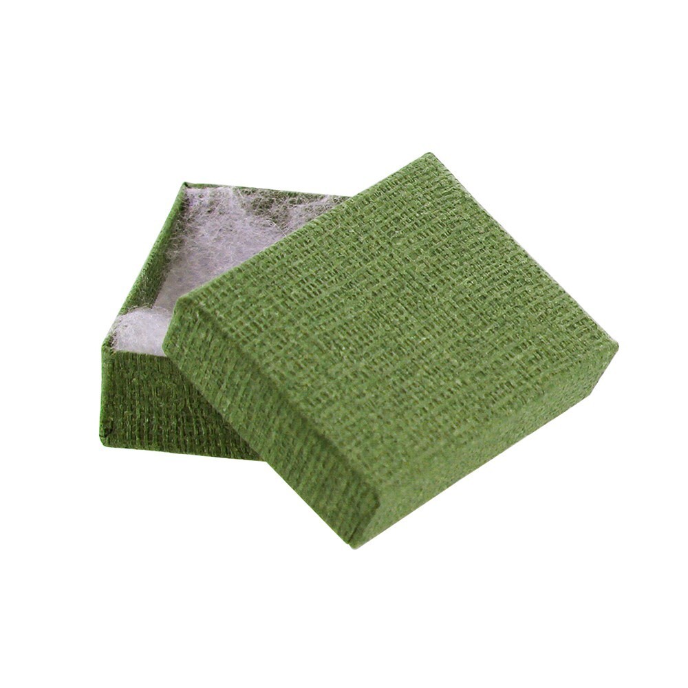 1000 pcs Bulk Green Canvas Cotton Filled Gift Boxes 1-7/8″ x 1-1/4″ x 5/8″ H