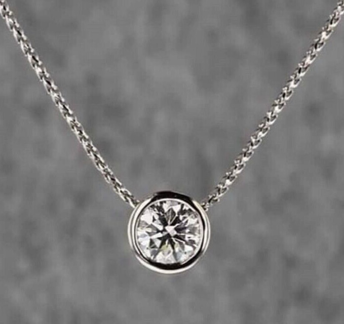 November Gifts 925 Silver Plated Tiny Pendant 2.5Ct Simulated Diamond Necklace