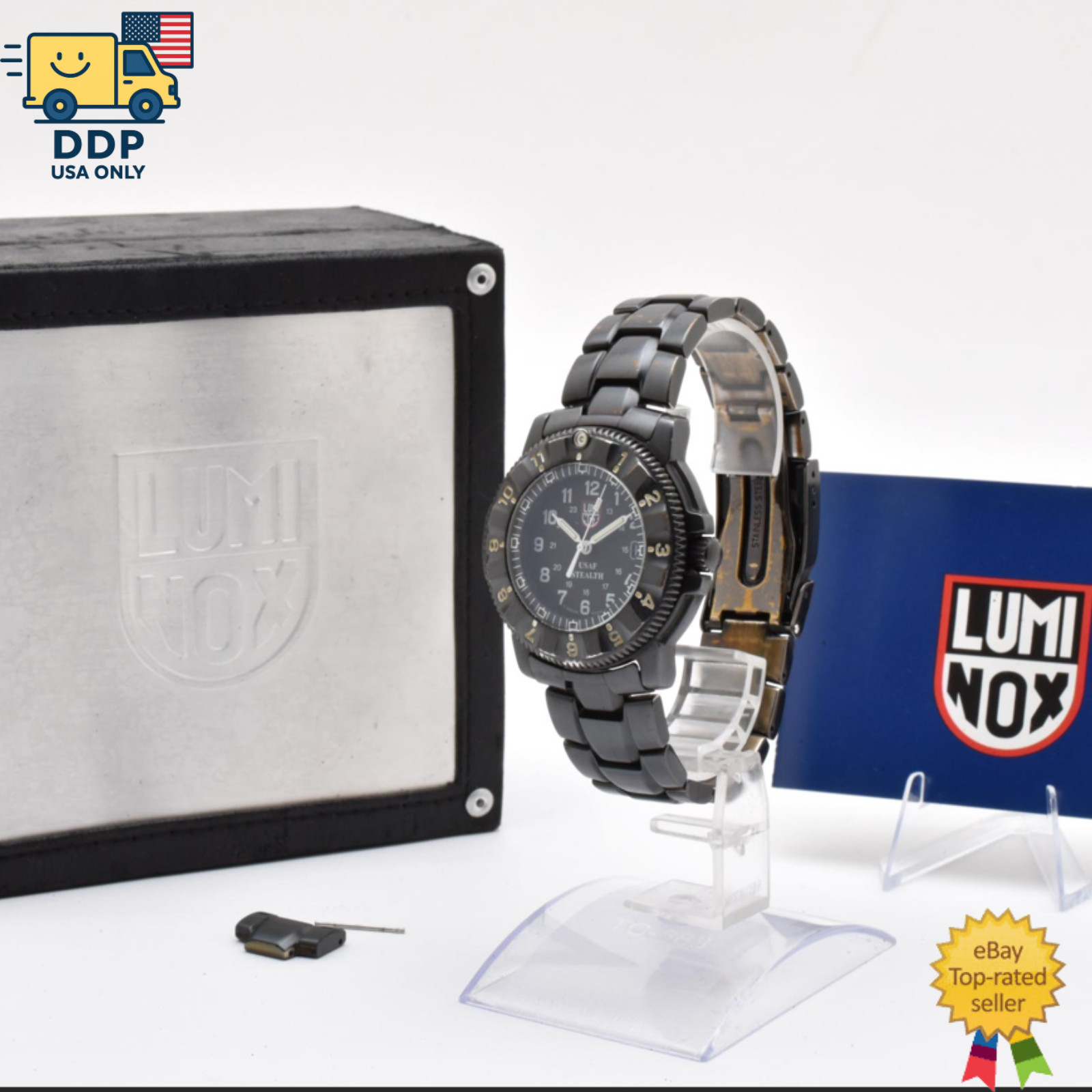 Luminox F-117 NIGHTHAWK Men’s Watch Black Dial SERIES 3400 Quartz [Exc+5 w/Box]