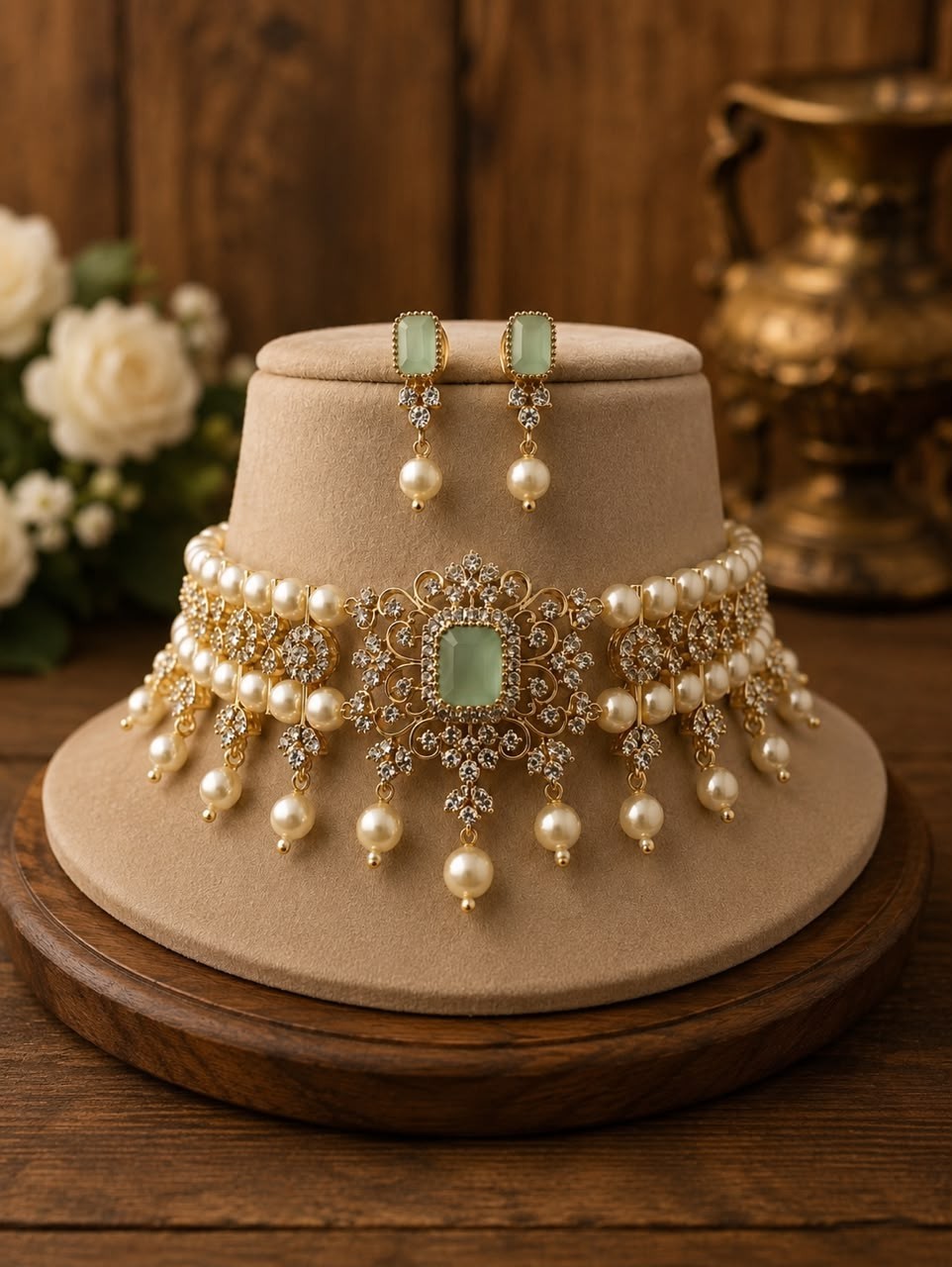 Necklace Set: Indian Wedding Jewelry, Gold Plated , Traditional jewelery