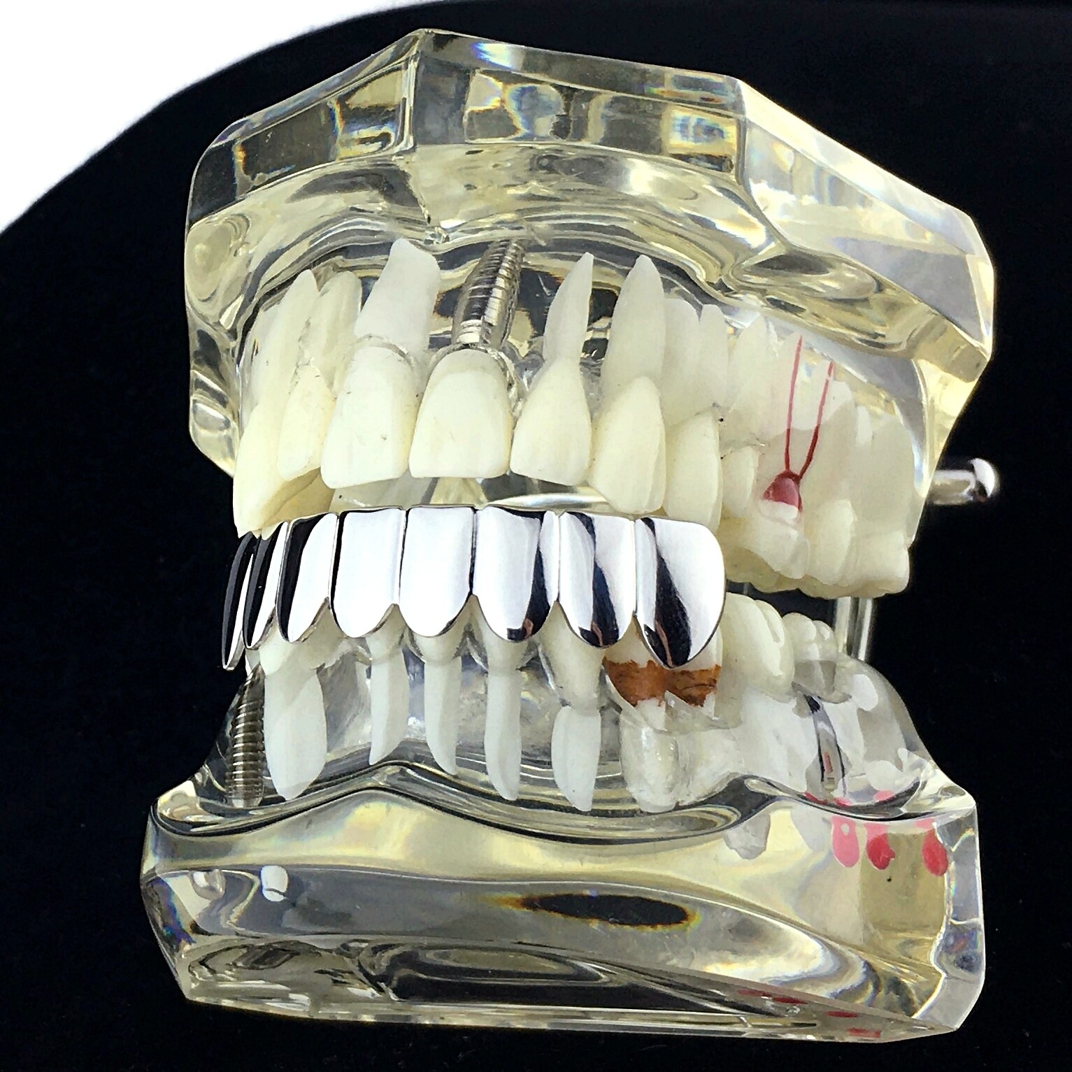 Solid Real 925 Sterling Silver Grillz 8 Bottom Teeth Eight Tooth Plain Grills