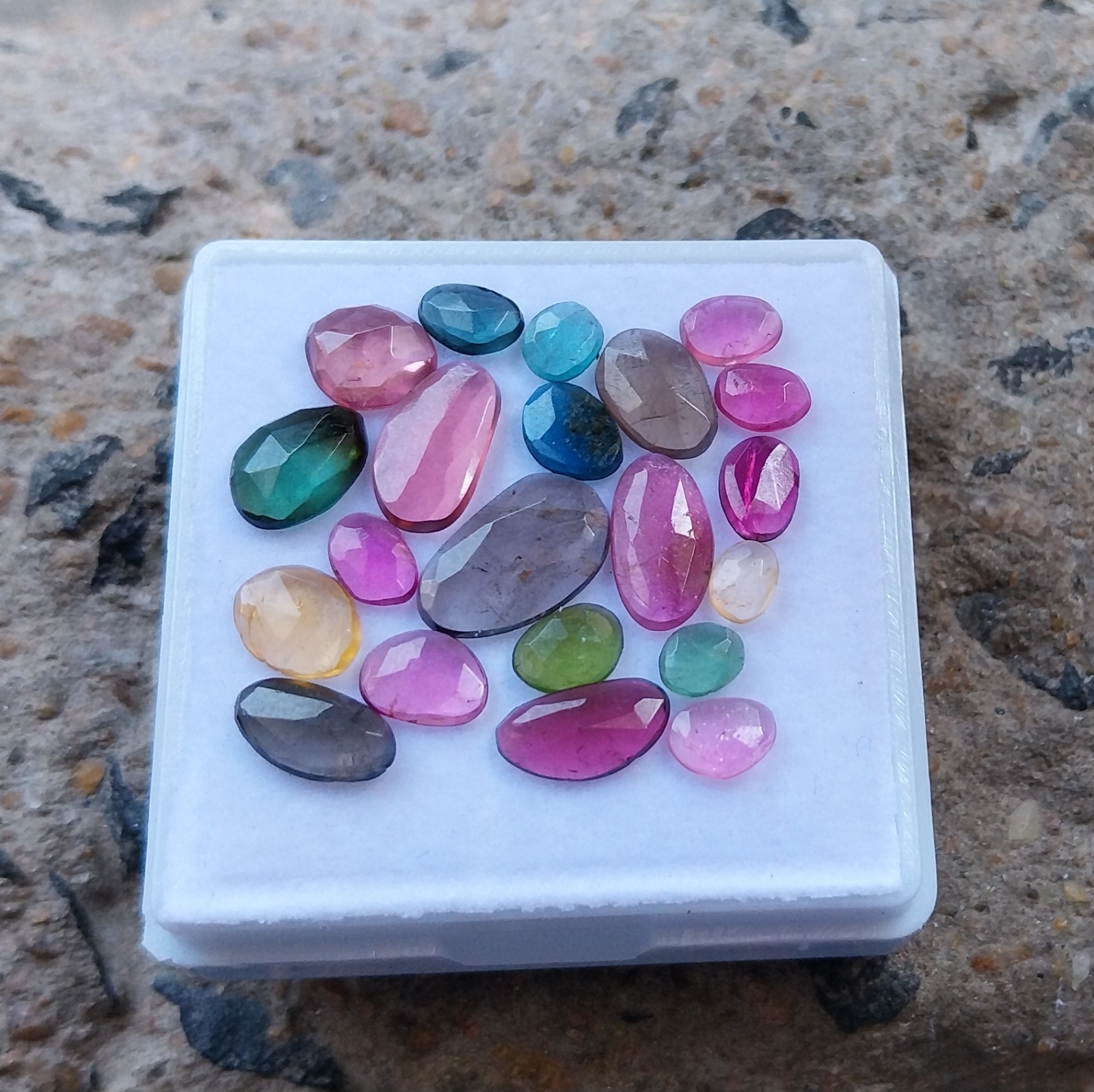 12 Ct 3.5×4.5 to 7×11.5 MM Natural Multi Color Tourmaline Rose Cut 21 Piece Lot