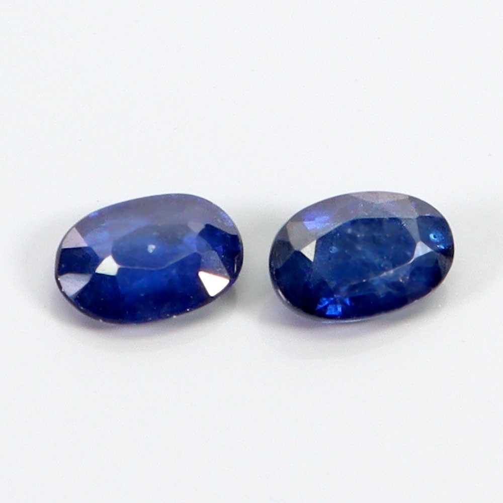 Pair 2pcs Oval Natural Heated Royal Blue Sapphire Madagascar 1.06ct 6x4mm Gems