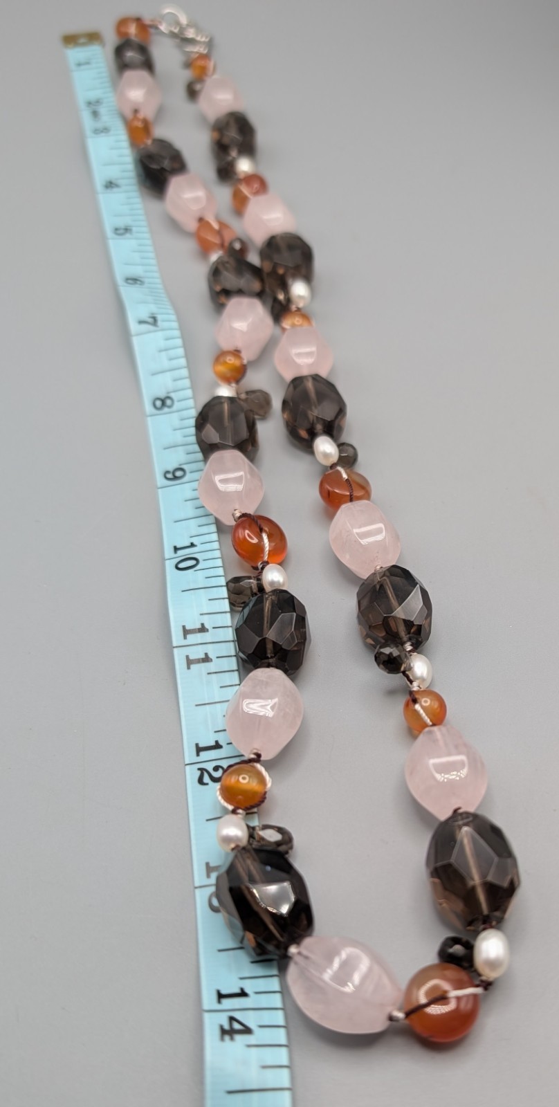 JAI John Hardy 925 Sterling Rose Quartz Smoky Quartz Carnelian Necklace