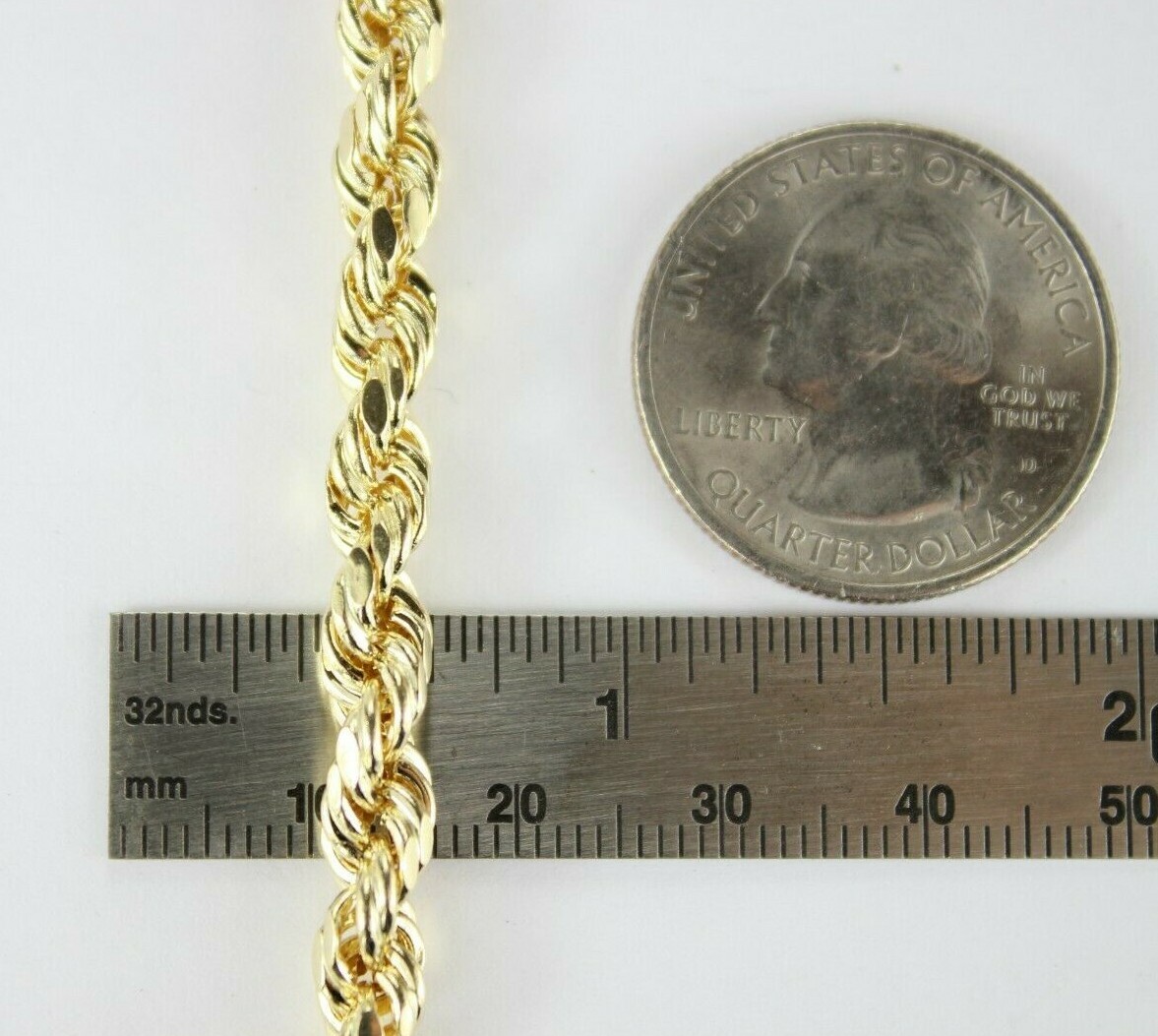 10K Yellow Gold Hollow Rope Twist Chain Necklace Bracelet 2mm-7mm 7″~9″ 16″~30″
