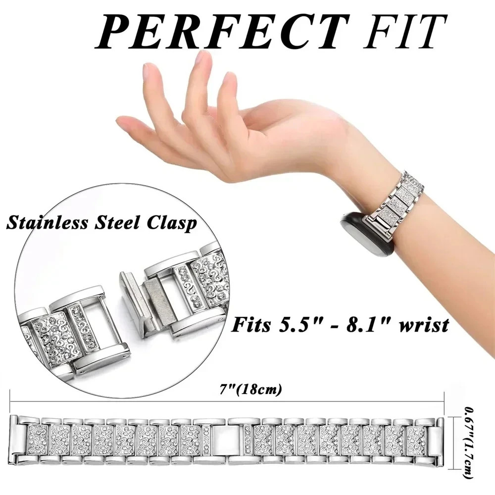 Diamond Bling Metal Band for Samsung Galaxy Watch 8 7 6 5 4 FE 3 41mm Active 1 2