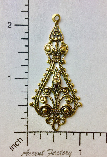 27703 – 2 Pc Filigree Dangle Jewelry Finding Brass Ox