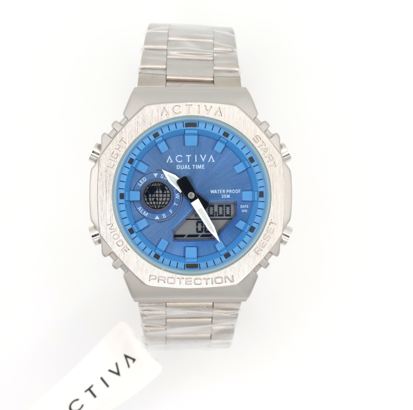 Invicta Activa Signal X Analog Digital Watch 45.5mm Silver Blue ACWM423-004