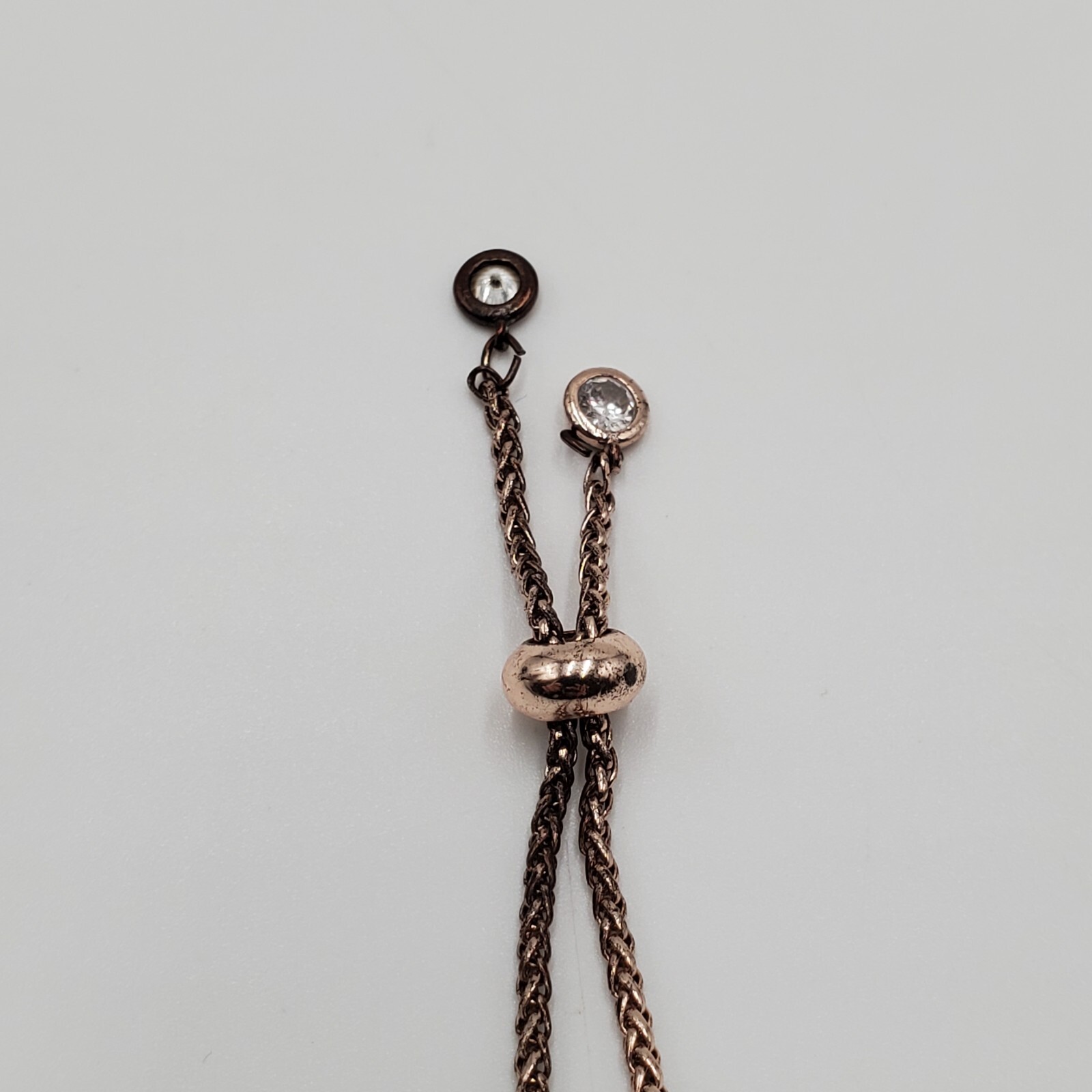 Open Scroll Heart Bracelet Up to 8 inch Adjustable Rose Gold Rope Chain Slide
