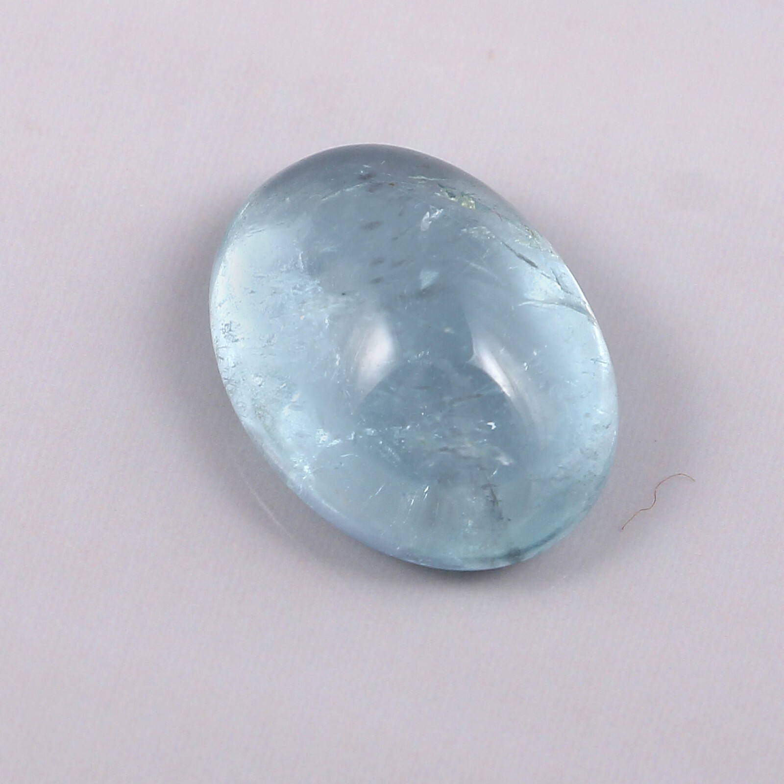 Oval Shape Natural Moss Aquamarine Loose Gemstone Cabochon 7 Carat