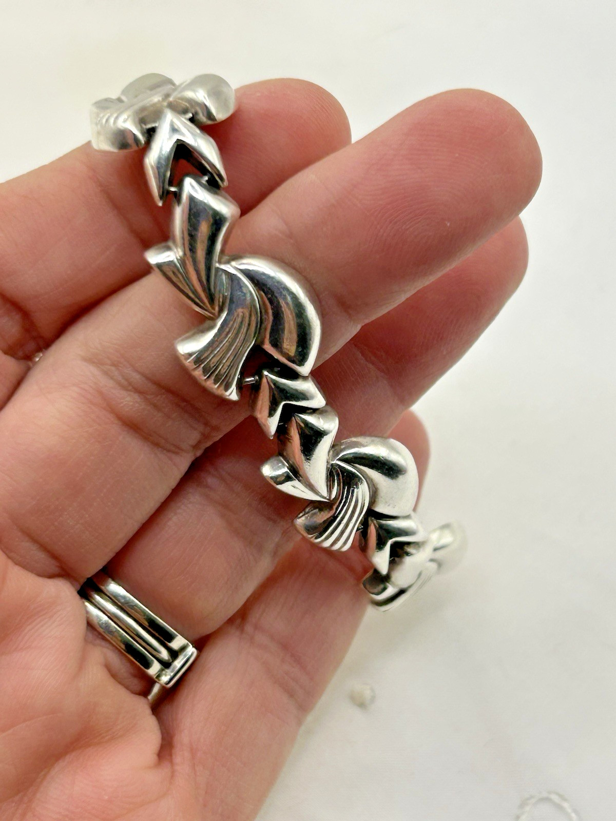 ZANFELD Sterling Silver 14K Gold Panel Bracelet 7.5″ Long with Safety Chain