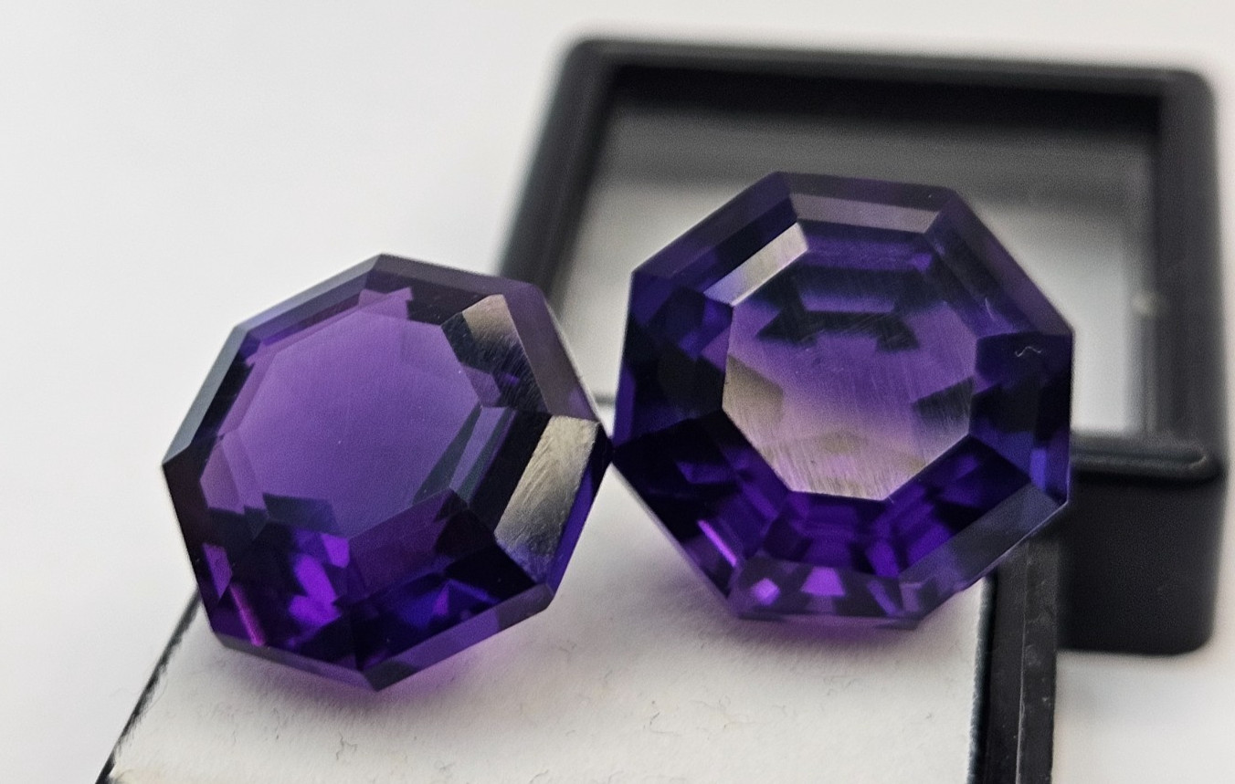 Fancy Cut Natural Amethyst Purple 27.10 Ct Pair Stone For Earring Making FR-589