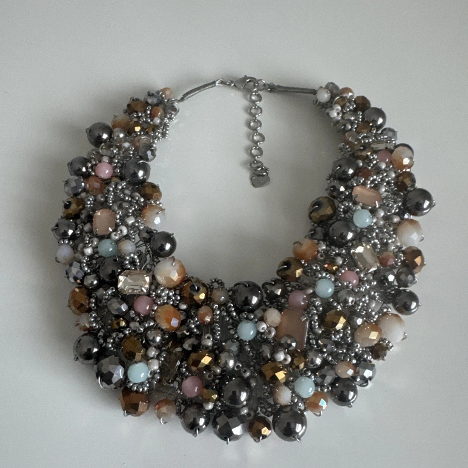 Aldo Beaded Multicolored Dramatic Statement Bib Collar Necklace