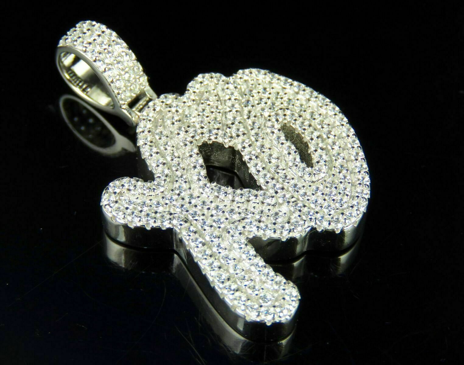 1.20 Ct Moissanite Cluster Hugs Kisses XO Pendant 1.50″ Real 925 Sterling Silver