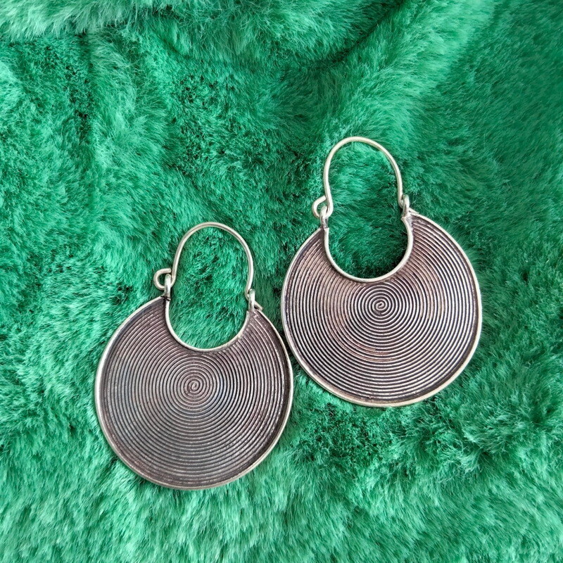 FINE SILVER EARRINGS 925 STERLING CRAFT VINTAGE TRIBAL FASHION ARTISAN LOT1604