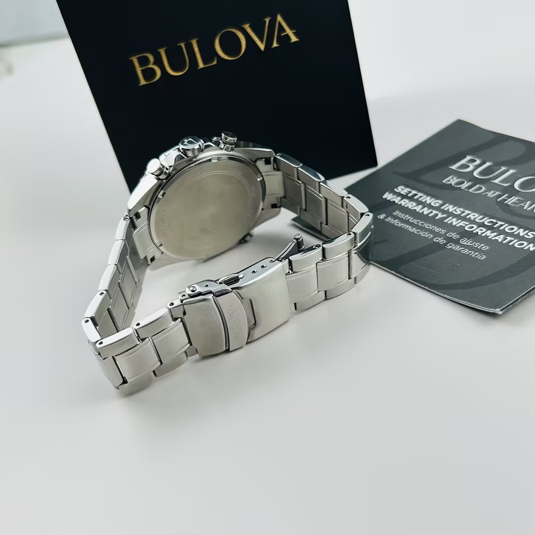 Bulova Classic Marine Star 96B395 Orange Dial Chronograph Men’s Quartz Watch New