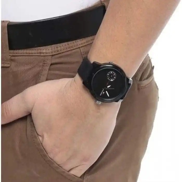 Tommy Hilfiger Men’s Denim Black Silicone Quartz Watch, model number 1791326.