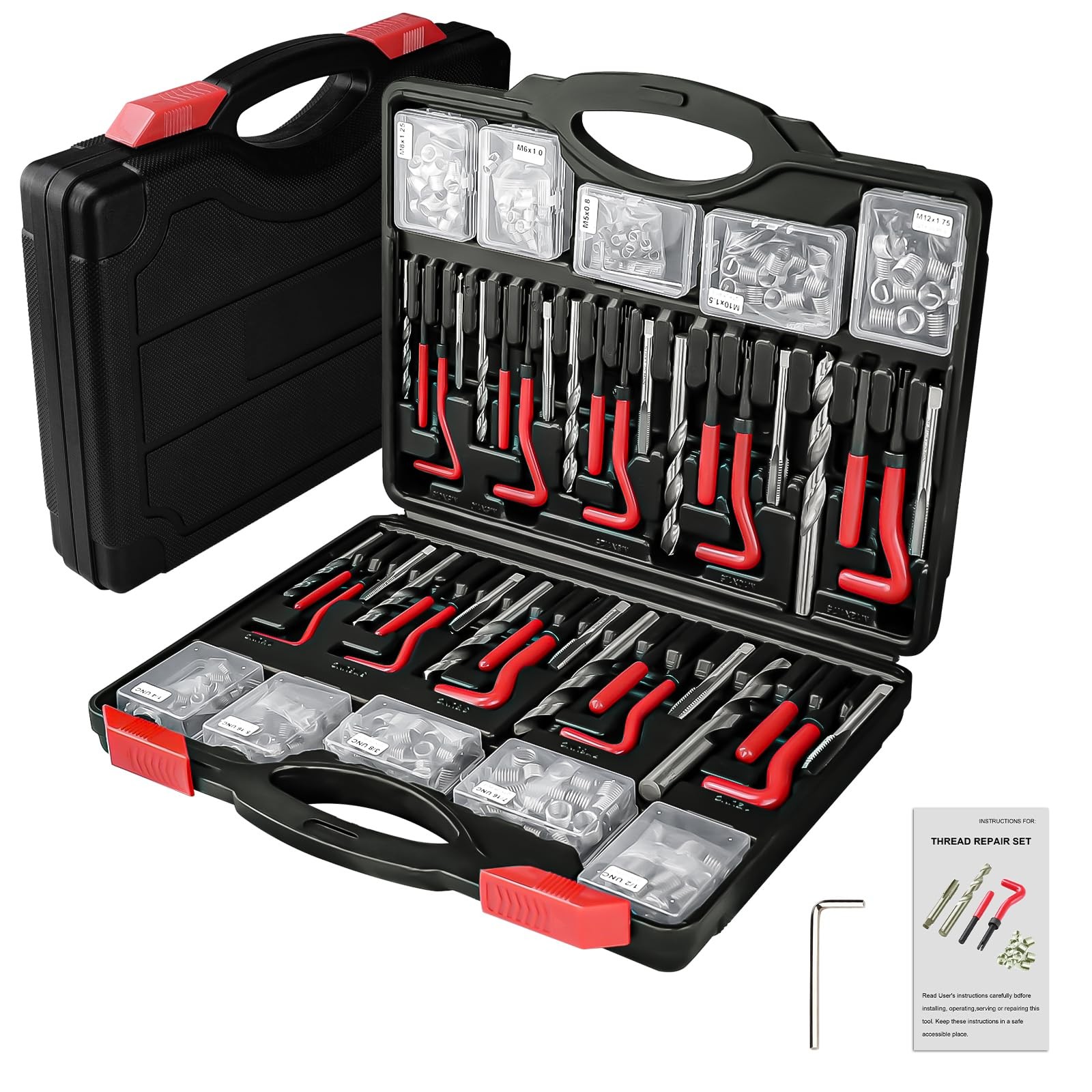Ajulybee Helicoil Thread Repair Kit 261 Pcs Thread Chaser Kits Hss Drill