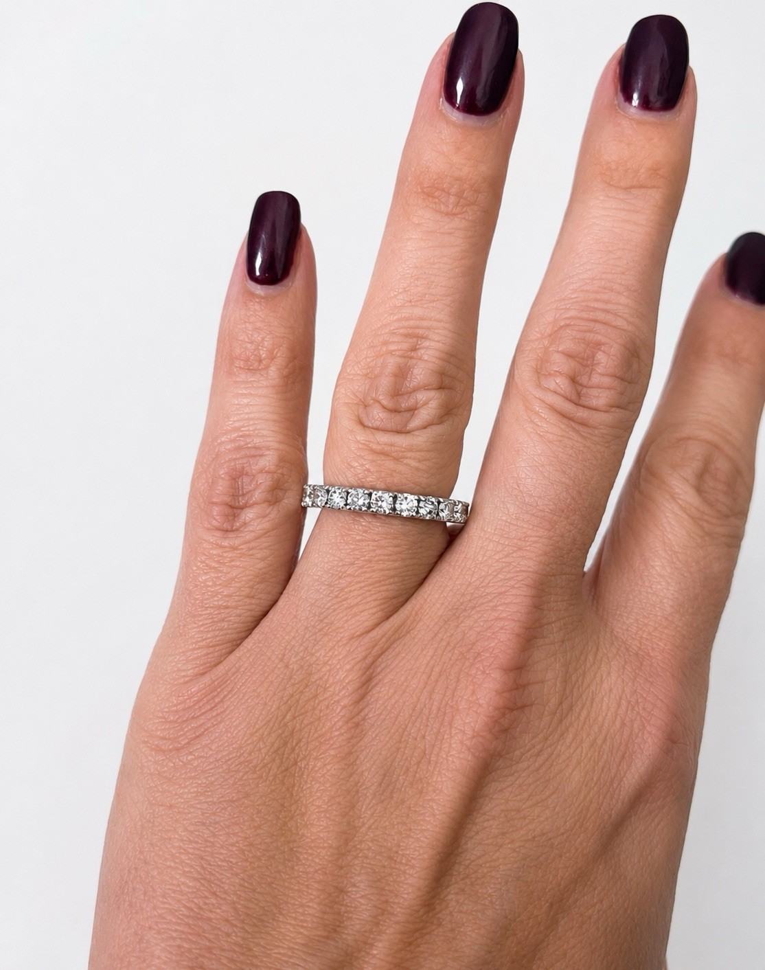 14k White Gold Diamond Eternity Wedding Ring With 2.45 Carats of Colorless Round