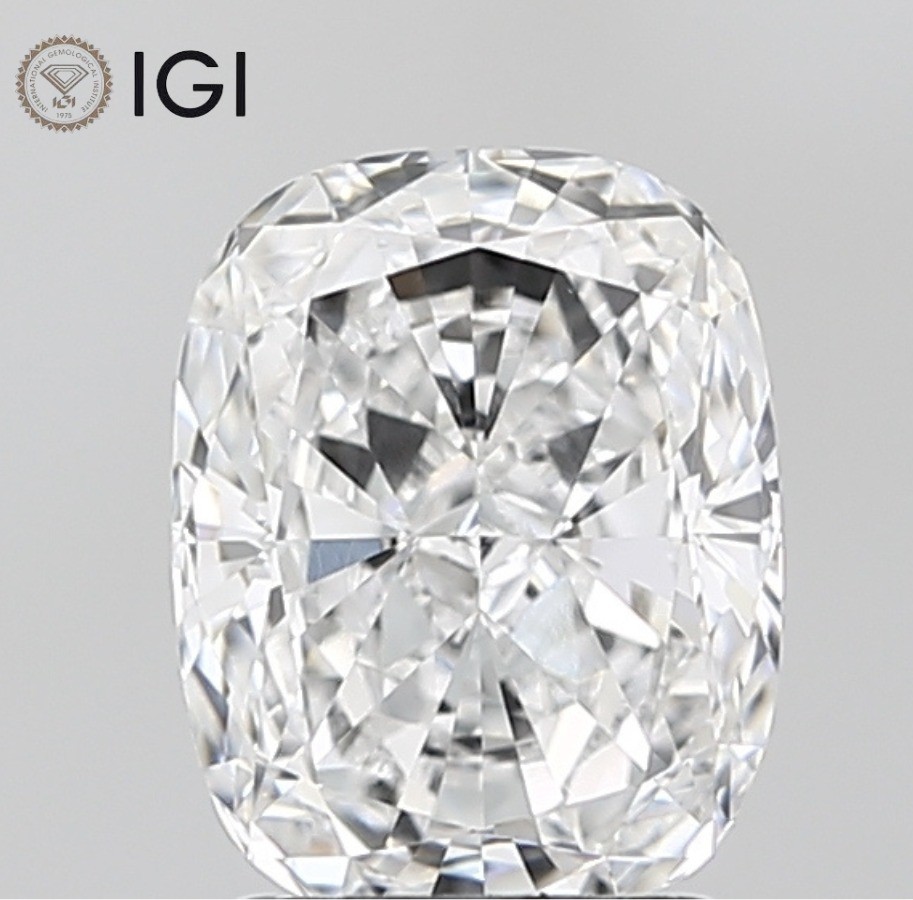 2.4 Ct Cushion Cut IGI Certified Lab Grown CVD Diamond D Color VS1 Clarity Stone