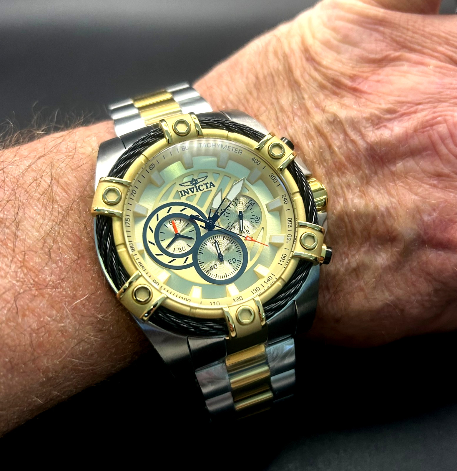 Invicta Bolt Ace 25518 Men’s Chronograph Watch — 52mm Two-Tone Gold & Silver