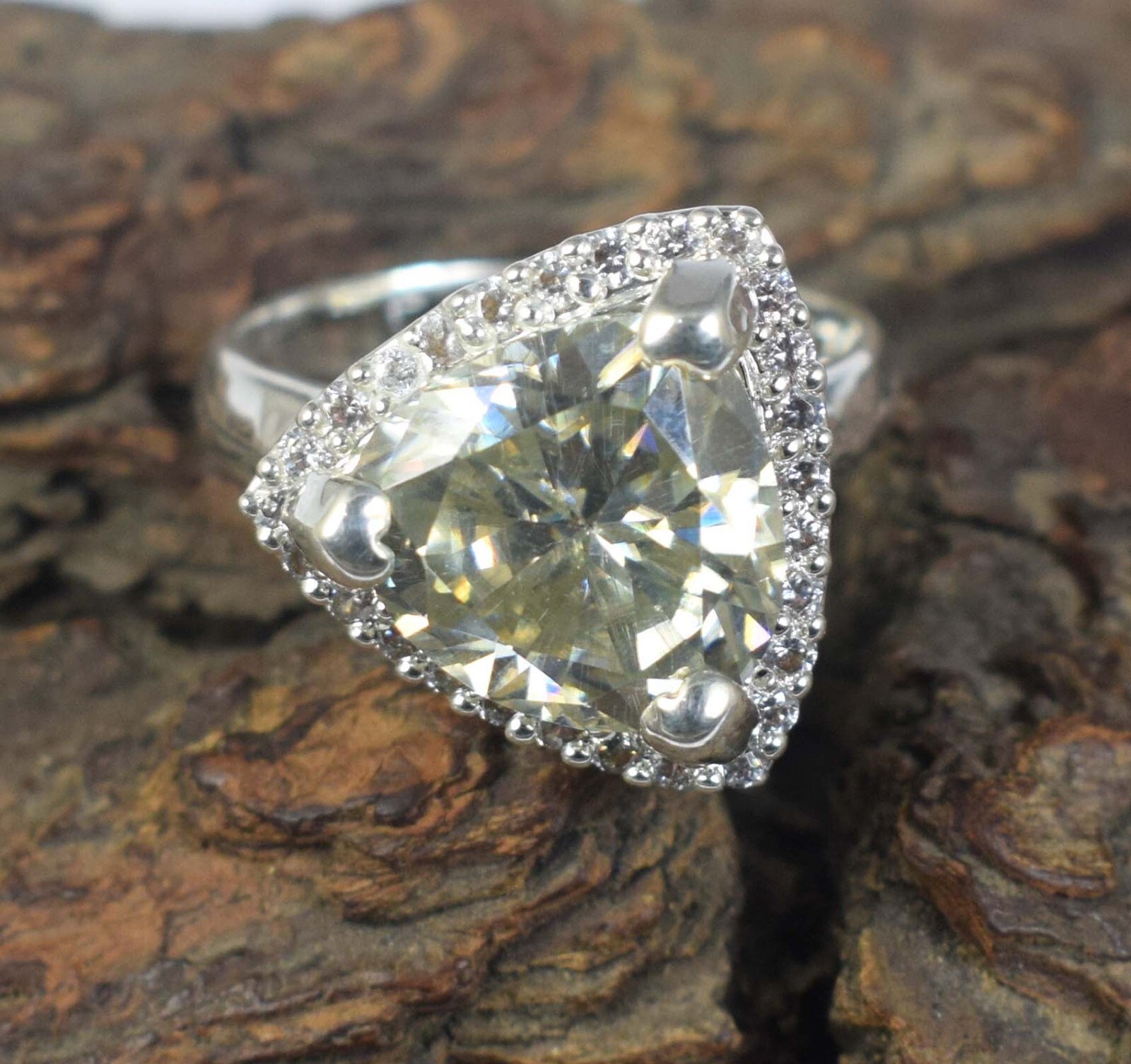 9.99 Ct Champagne Diamond Solitaire Trillion Cut Certified Ring See Video