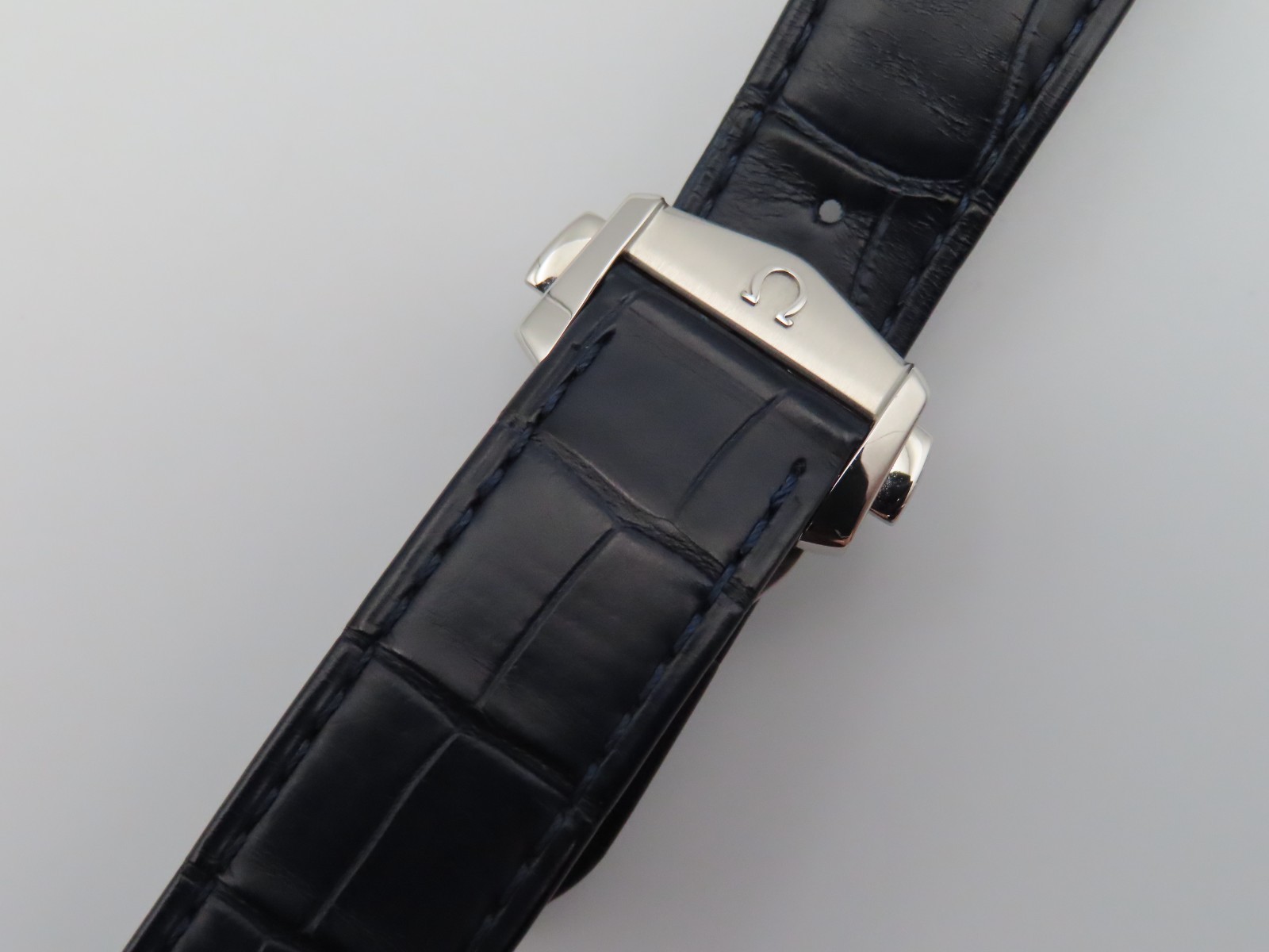 Omega Speedmaster ’57 Blue Leather 20mm Strap w/ OEM Push-Button Deployant