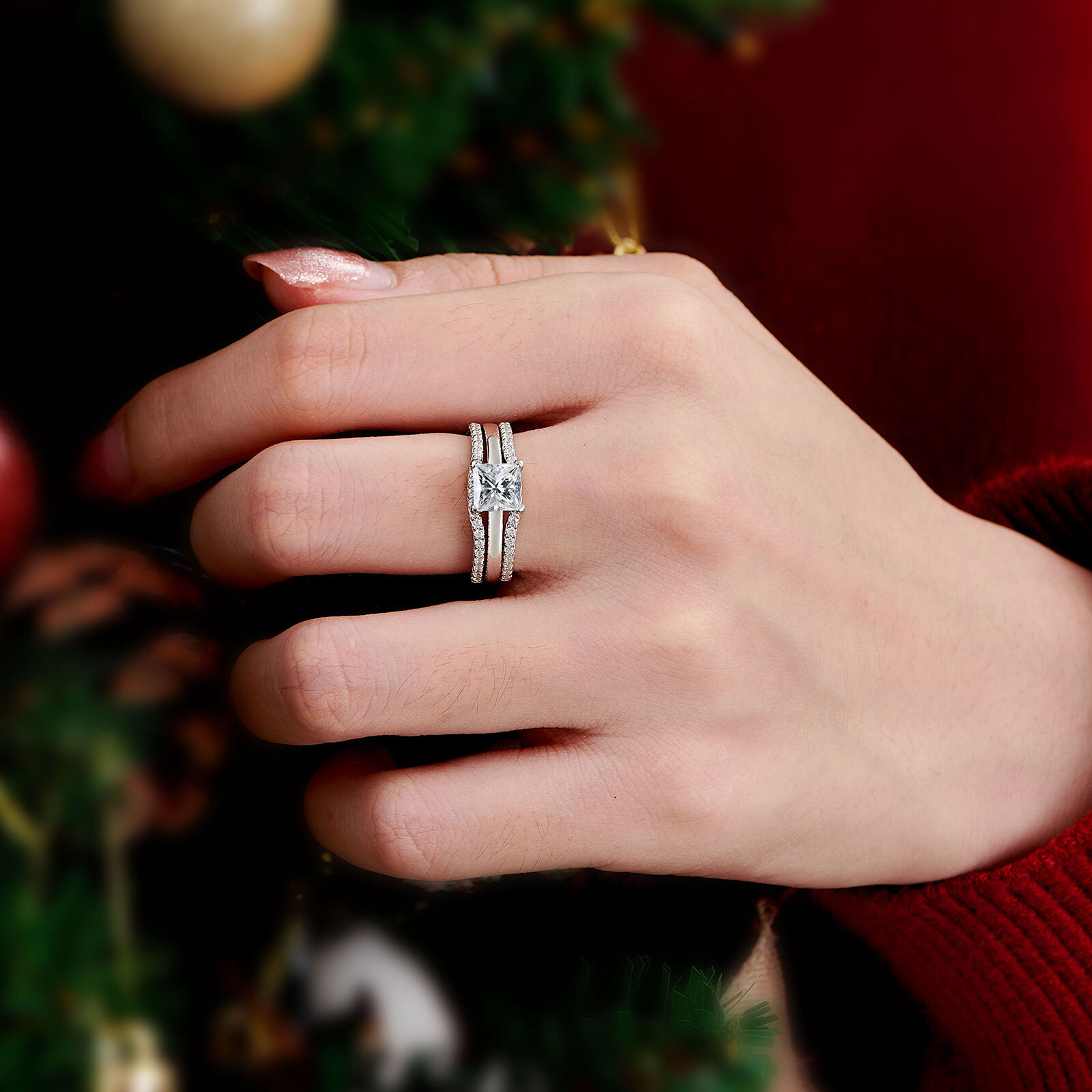 Engagement Wedding Ring Sets for Women 925 Sterling Silver Ring Enhancers Wrap