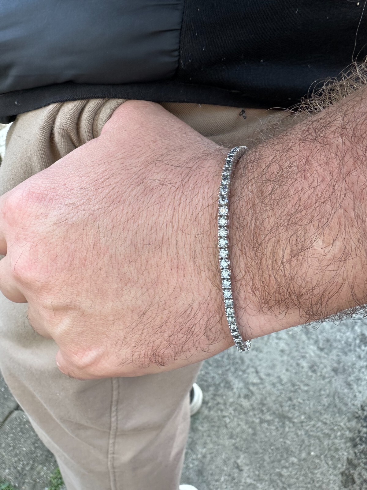 Real Iced Blue Gray MOISSANITE 3mm Tennis Bracelet 925 Silver Passes Tester