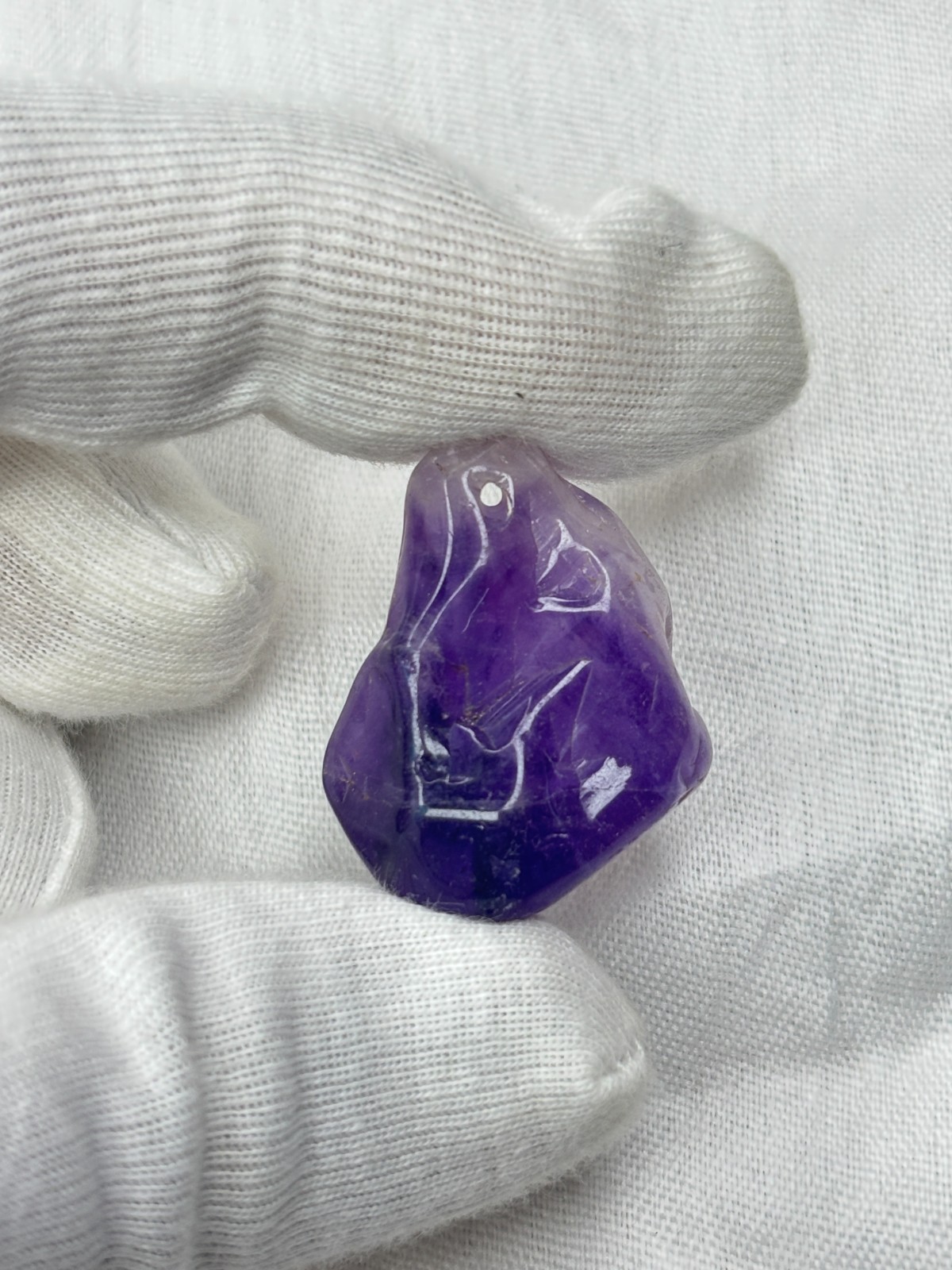 Natural Amethyst Carved Bird Pendant With Drill Hole Loose Gemstone Purple