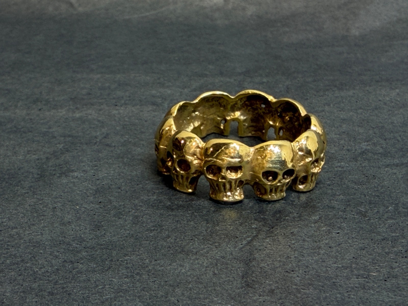 Antique Victorian Memento Mori Skulls Men Gild Silver Eternity Band Ring Diamond