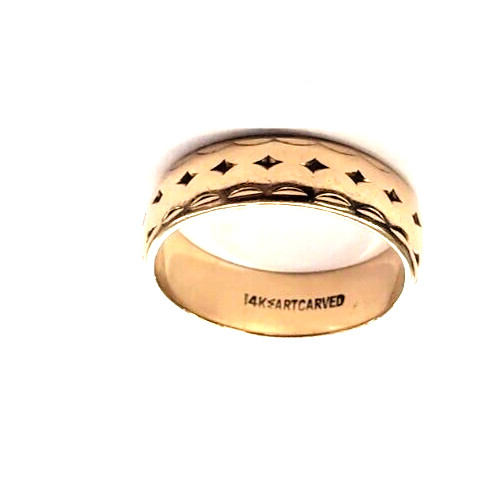 Vintage ARTCARVED 14K Solid Yellow Gold Wedding Band Ring -size 7 / 5.3 grams