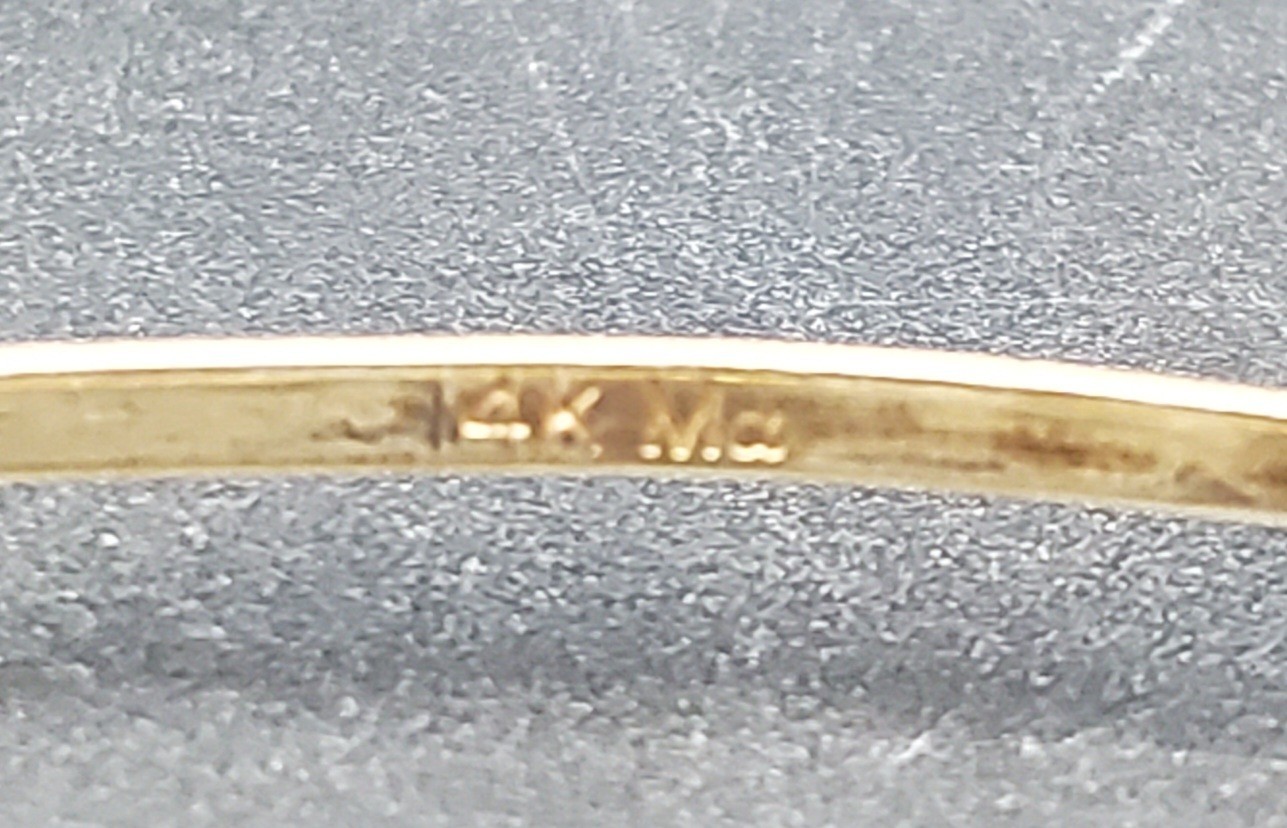 14K Bangle Bracelet, Open Hinge Design, Diamond Cut Finish 1/4 inch wide.