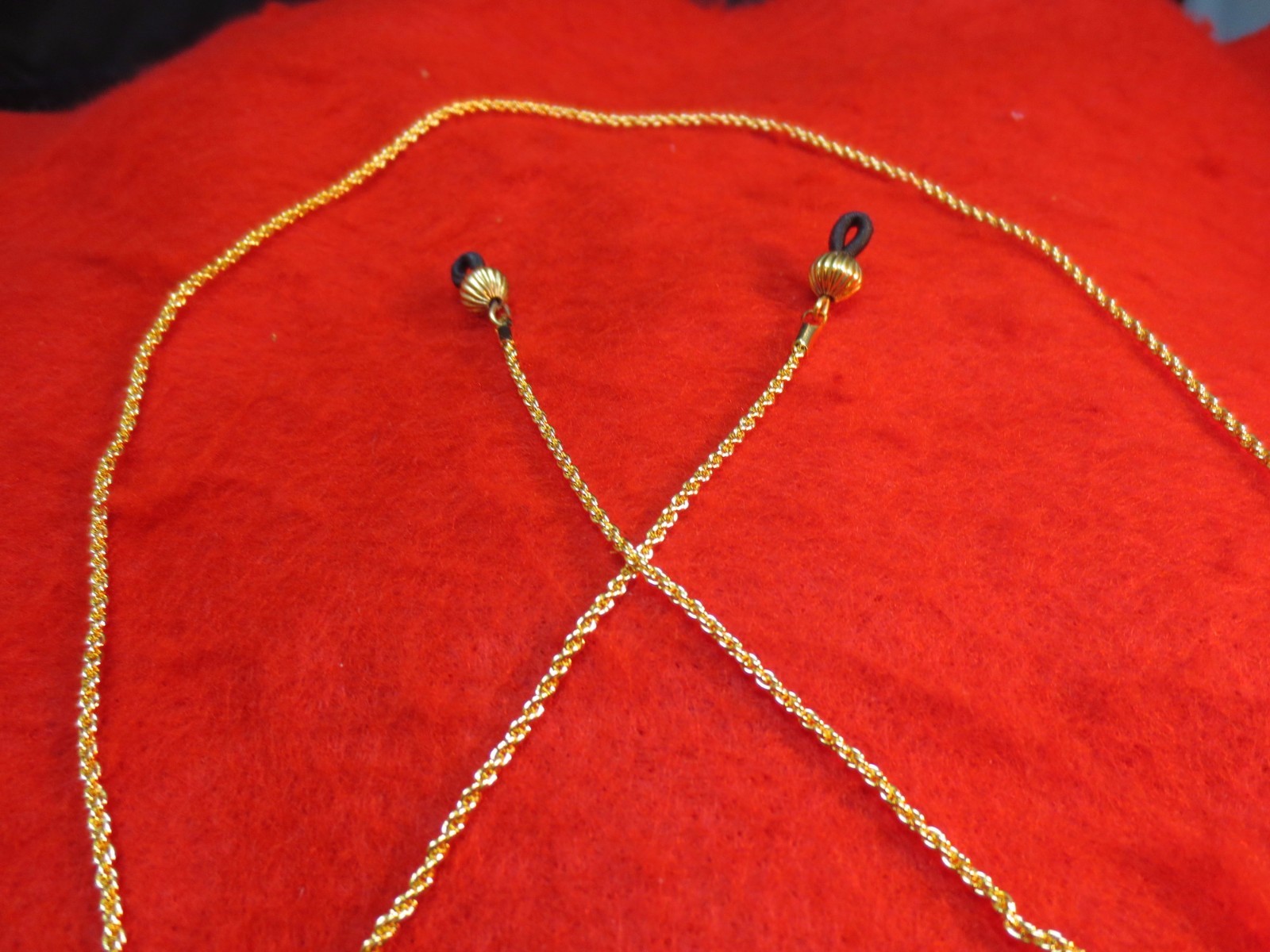 EYEGLASS HOLDER 20-30 INCH 14KT GOLD PLATED 1.7mm ROPE CHAIN EYEGLASS HOLDER