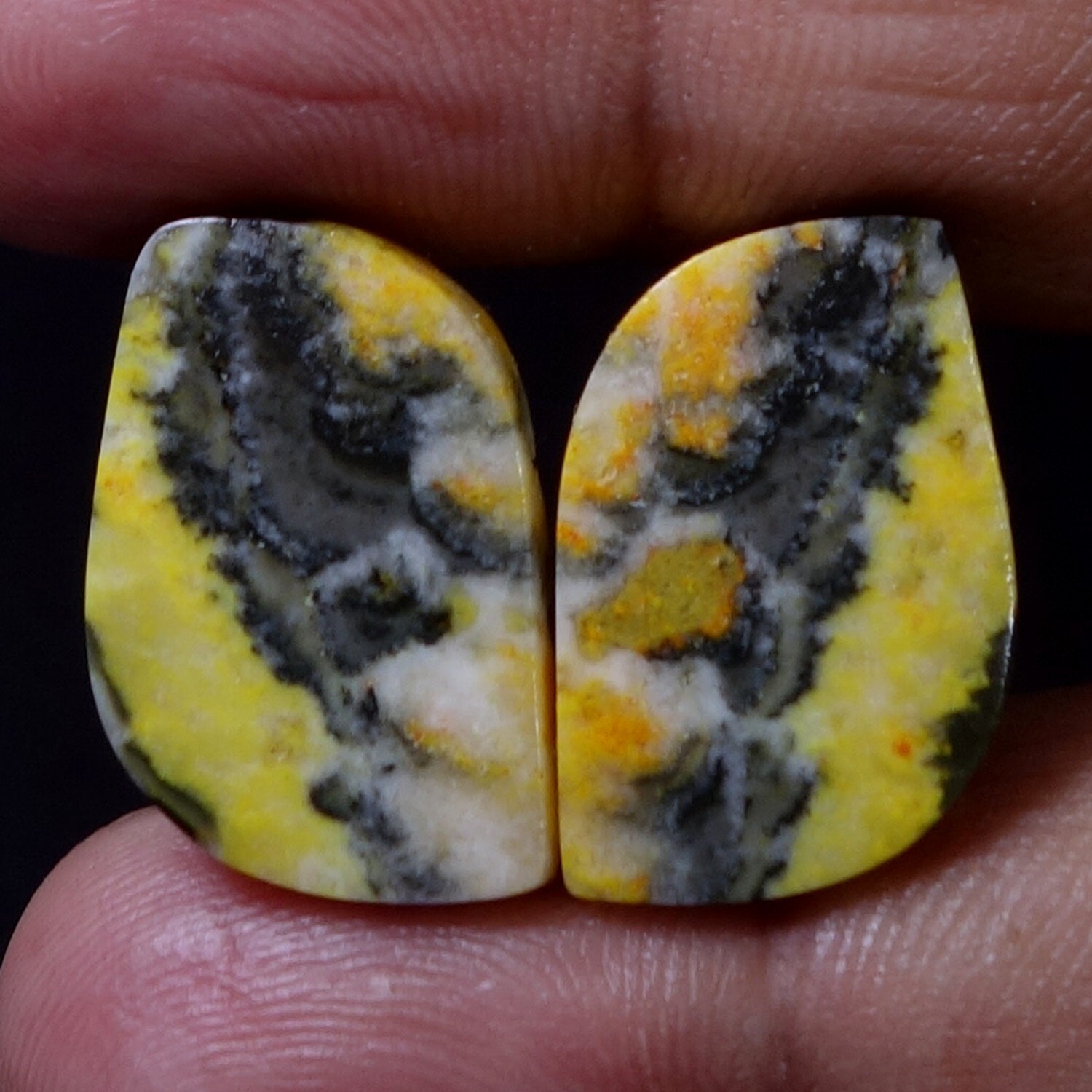 25.20 CT Untreated Bumble Bee Jasper Pair Cab (14X20 MM) Earring Supply Gemstone