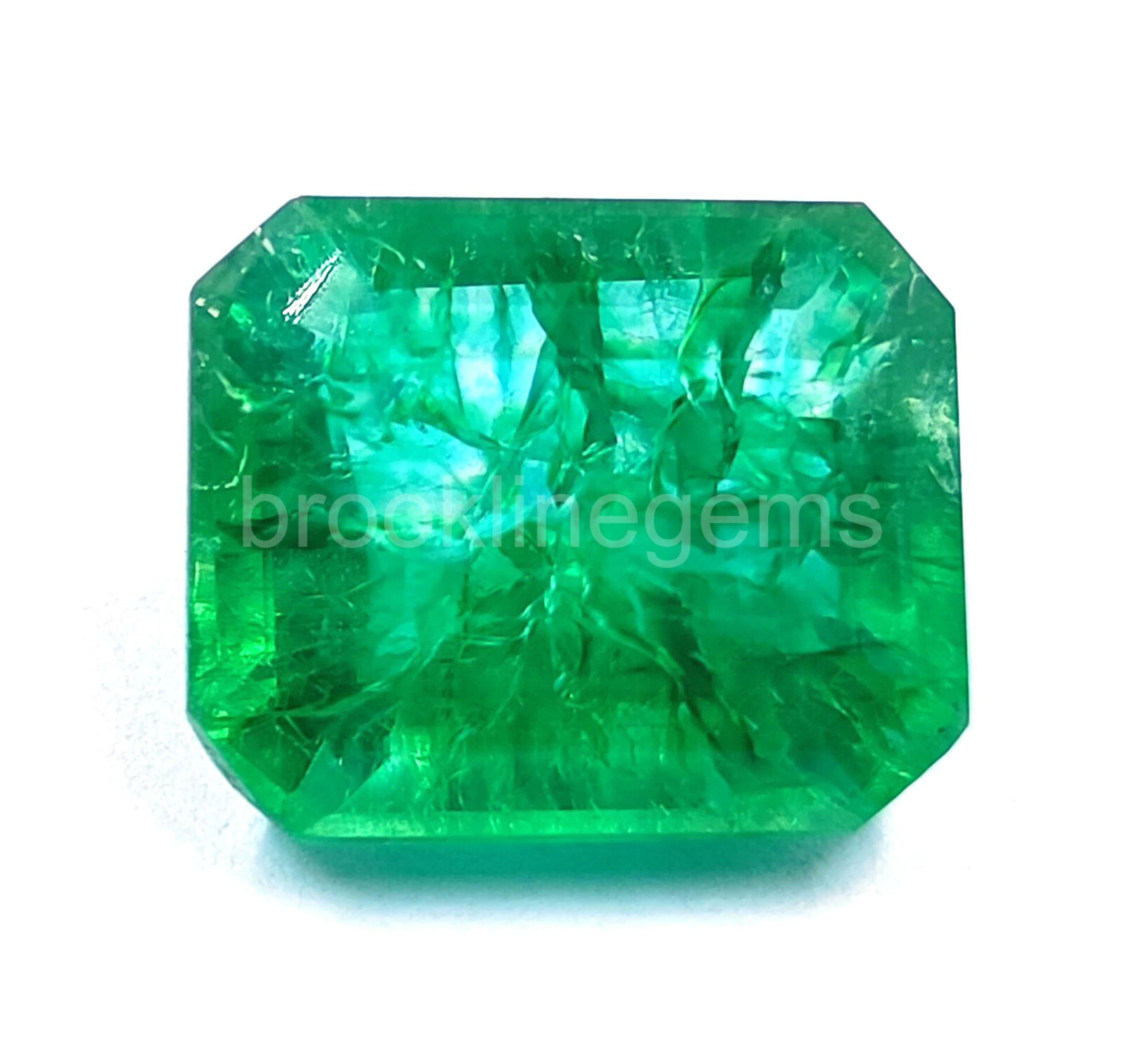 Natural Green Emerald 11.40 Ct Zambia Emerald Cut EGL Loose Gemstone 5ARP