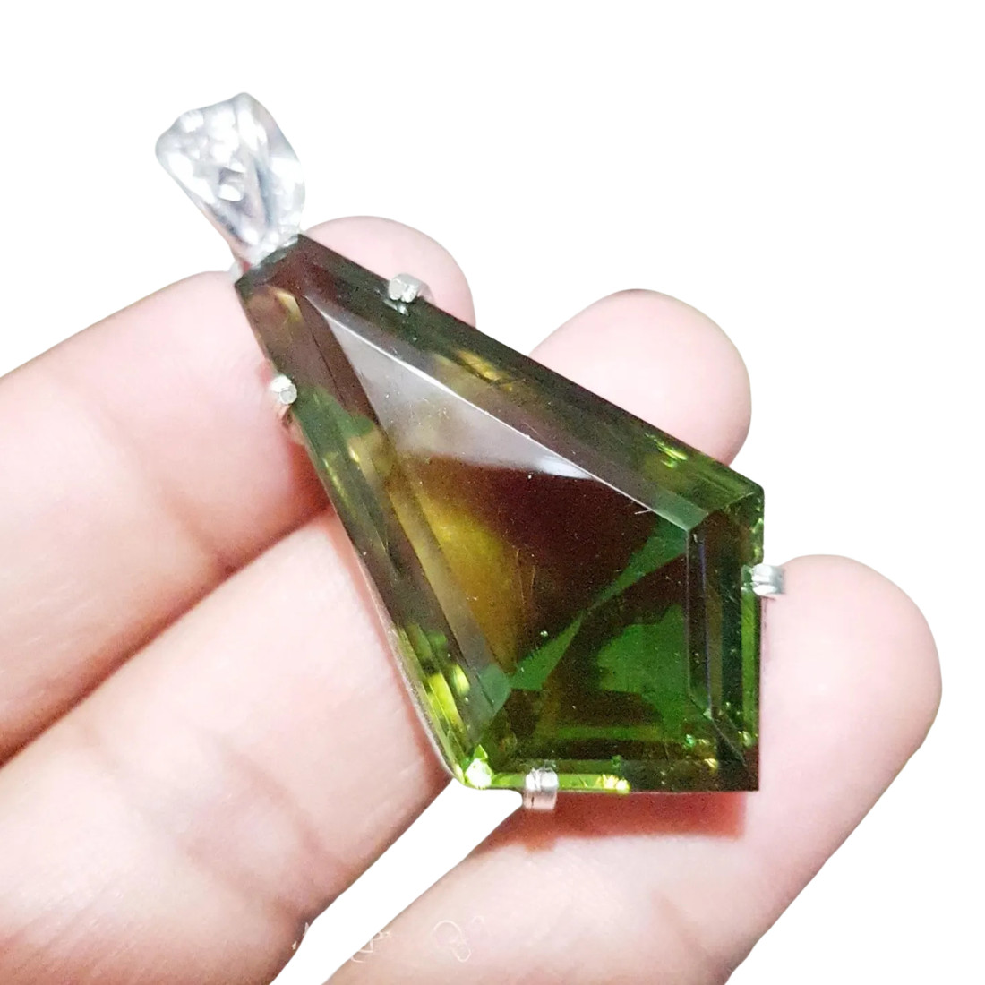 70+ Ct Color Change Alexandrite Pink Nano Pendant Necklace German Silver