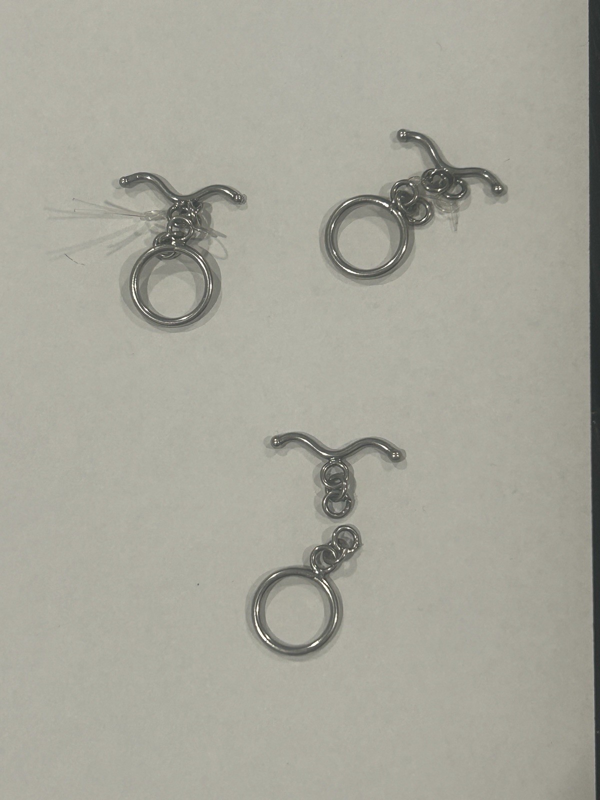 Sterling Silver Toggle Clasp Lot 3 Jewelry Findings 6g Unmarked