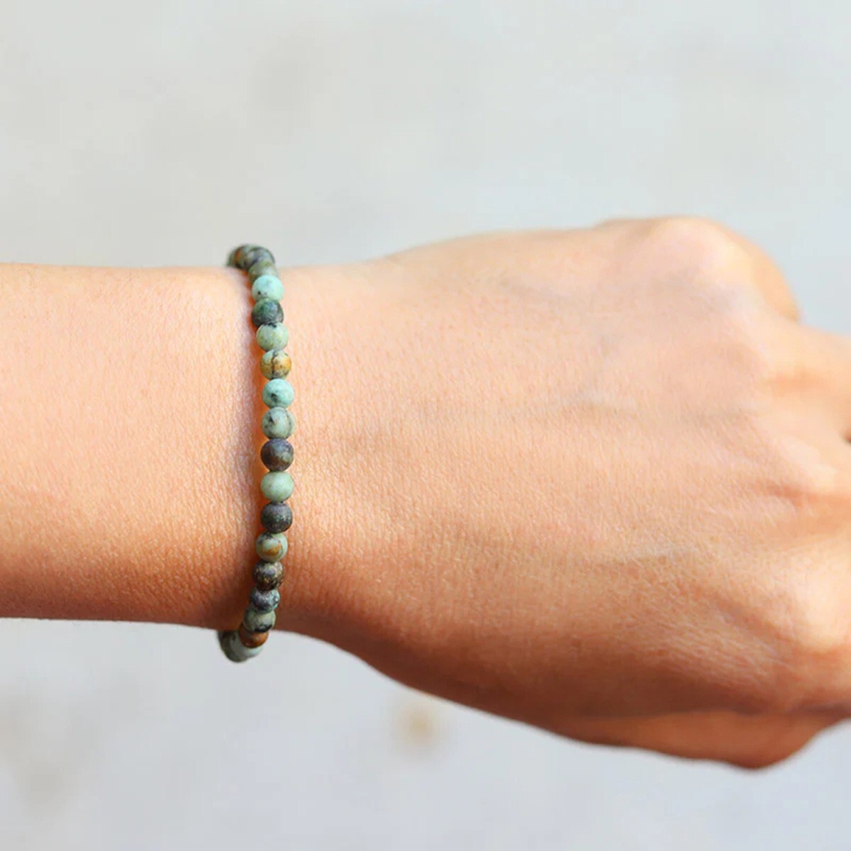 Natural African Turquoise Stretch Bracelet 4mm Beads Reiki Healing Crystal Gifts