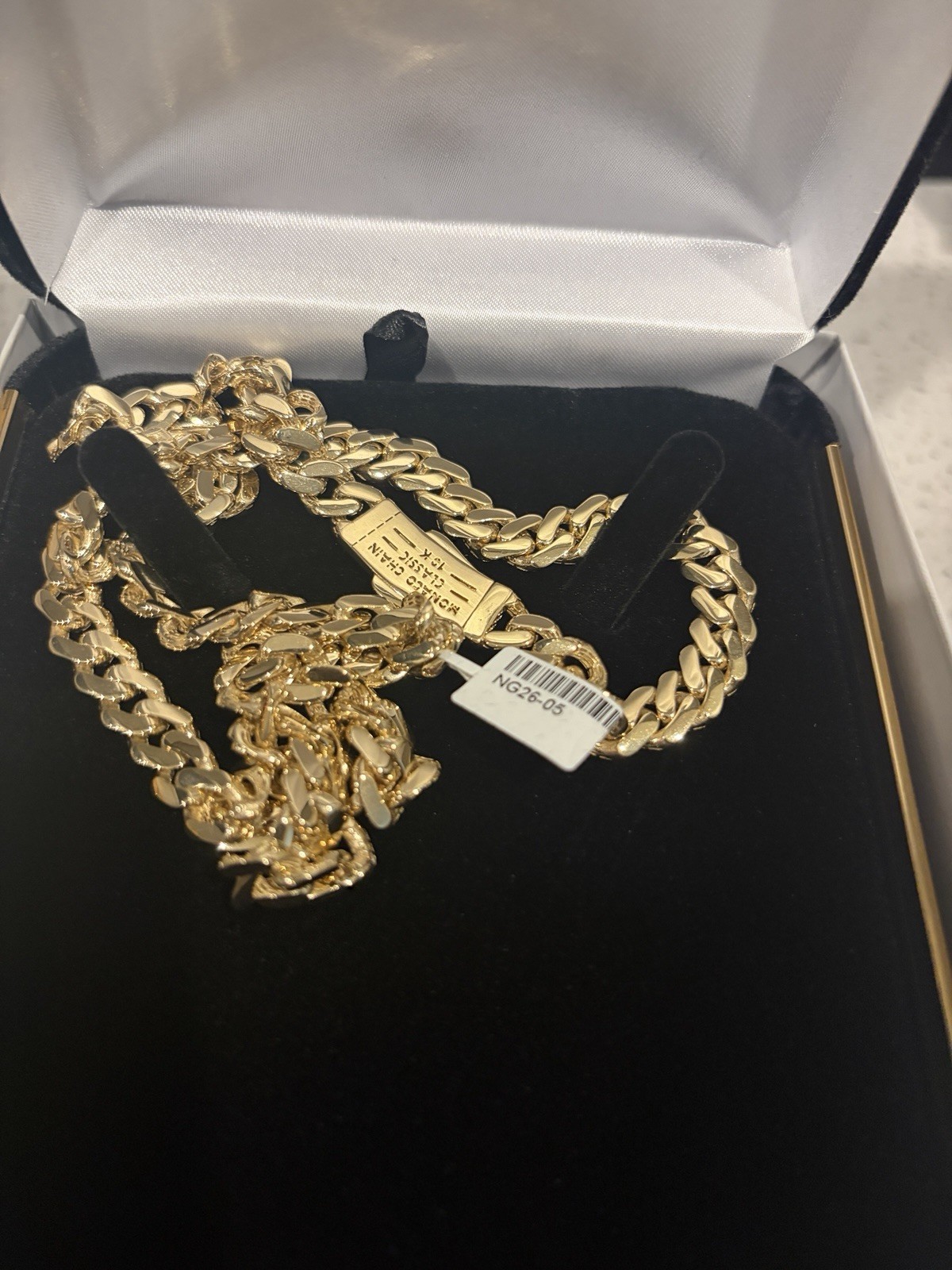 Nuragold 10k Real Yellow Gold Royal Monaco 7.5mm Miami Cuban Chain Necklace
