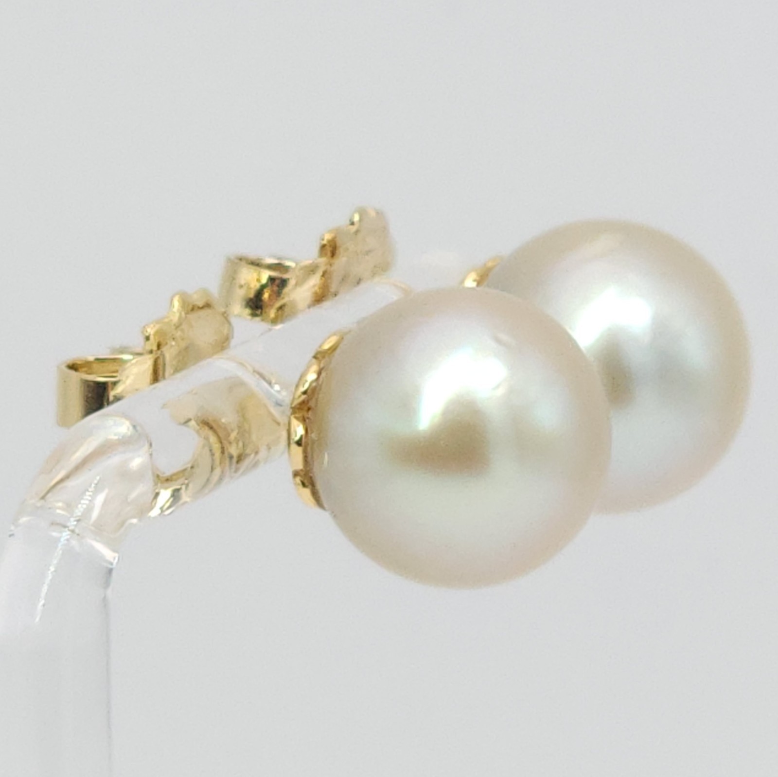 18K Yellow Gold South Sea Cultured Cream Champagne Pearl 12mm Stud Earrings 7g