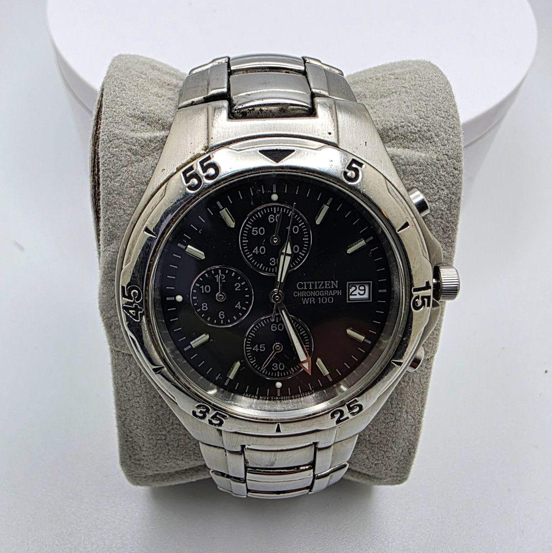 Citizen Chronograph WR100 Men’s Quartz Black Dial Stainless Watch 0510-K00229