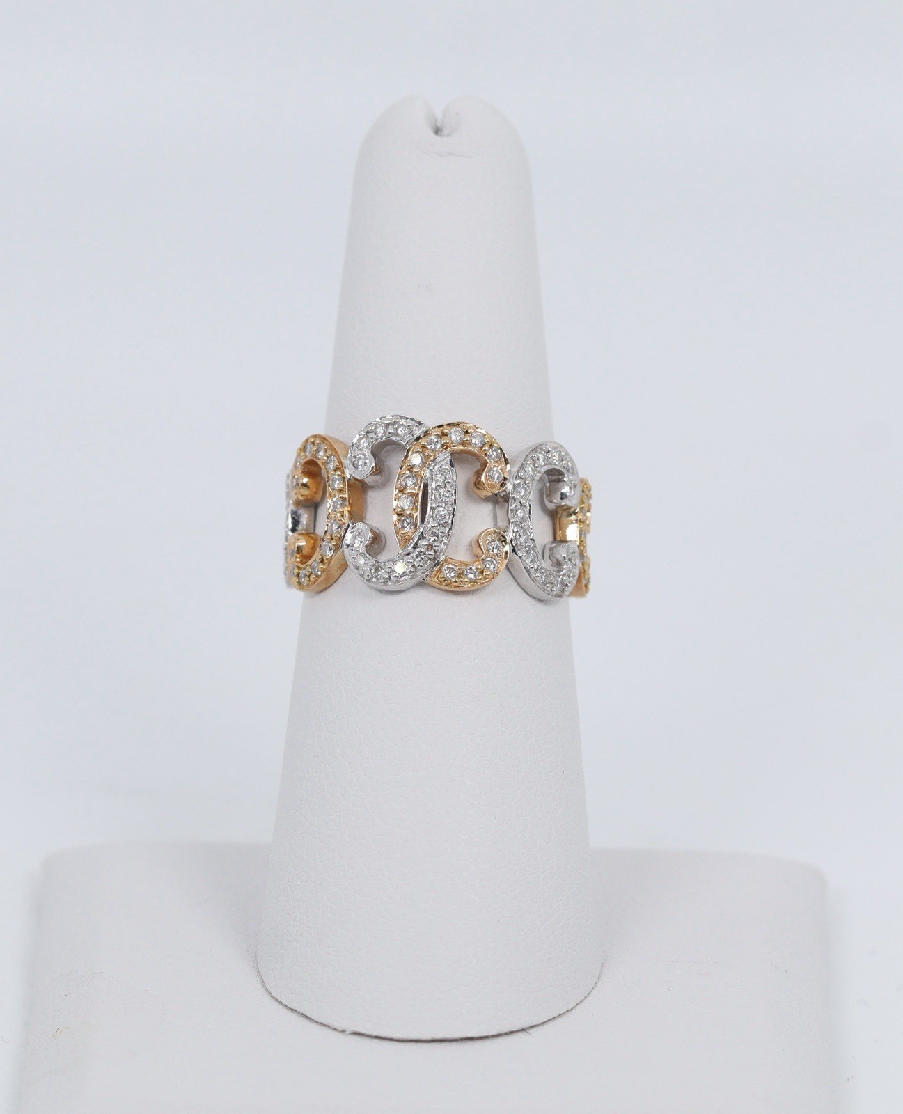 Estate Charriol Pave Set Diamond Band 11.8MM 18k White & Rose Gold. Size 6.5