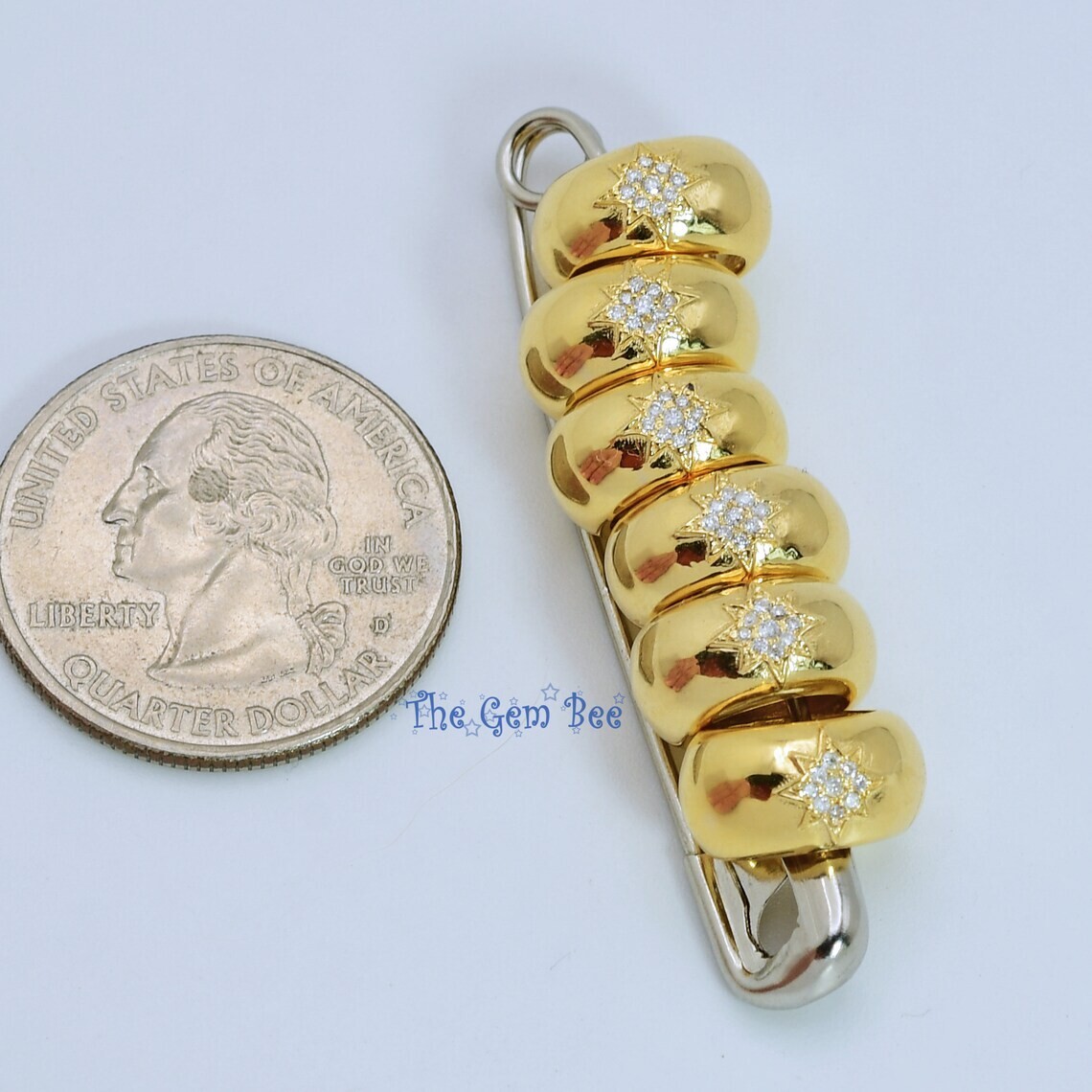12.3mm 14k Solid Yellow Gold Starburst Star Diamond Accent Bead Pendant Charm
