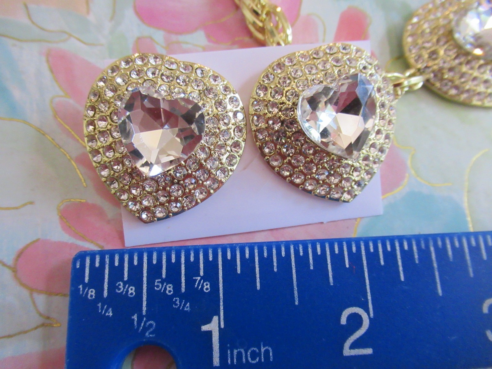 LOVELY THICK STRAND CRYSTAL HEART SHAPE CHOKER NECKLACE & EARRINGS SET NEW