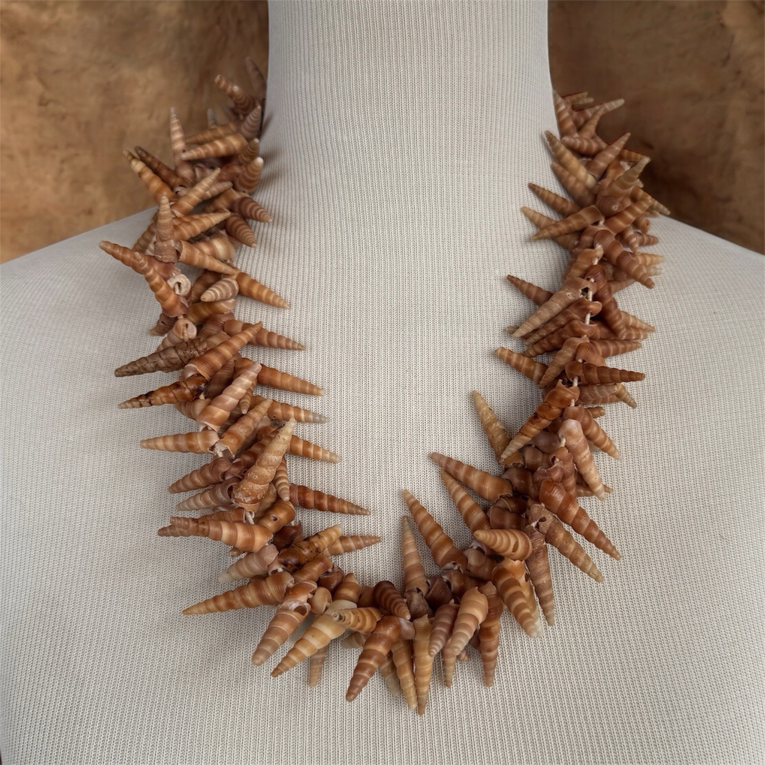 Mermaid Shell Necklace 48” Long Spiral Turritella Strand Boho Mermaid Beach